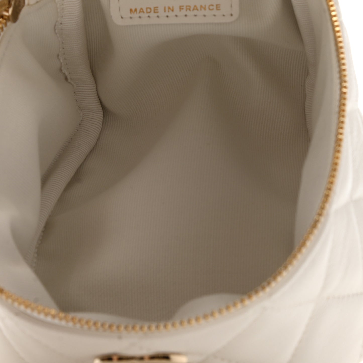 Lambskin Quilted Clutch With Handle White