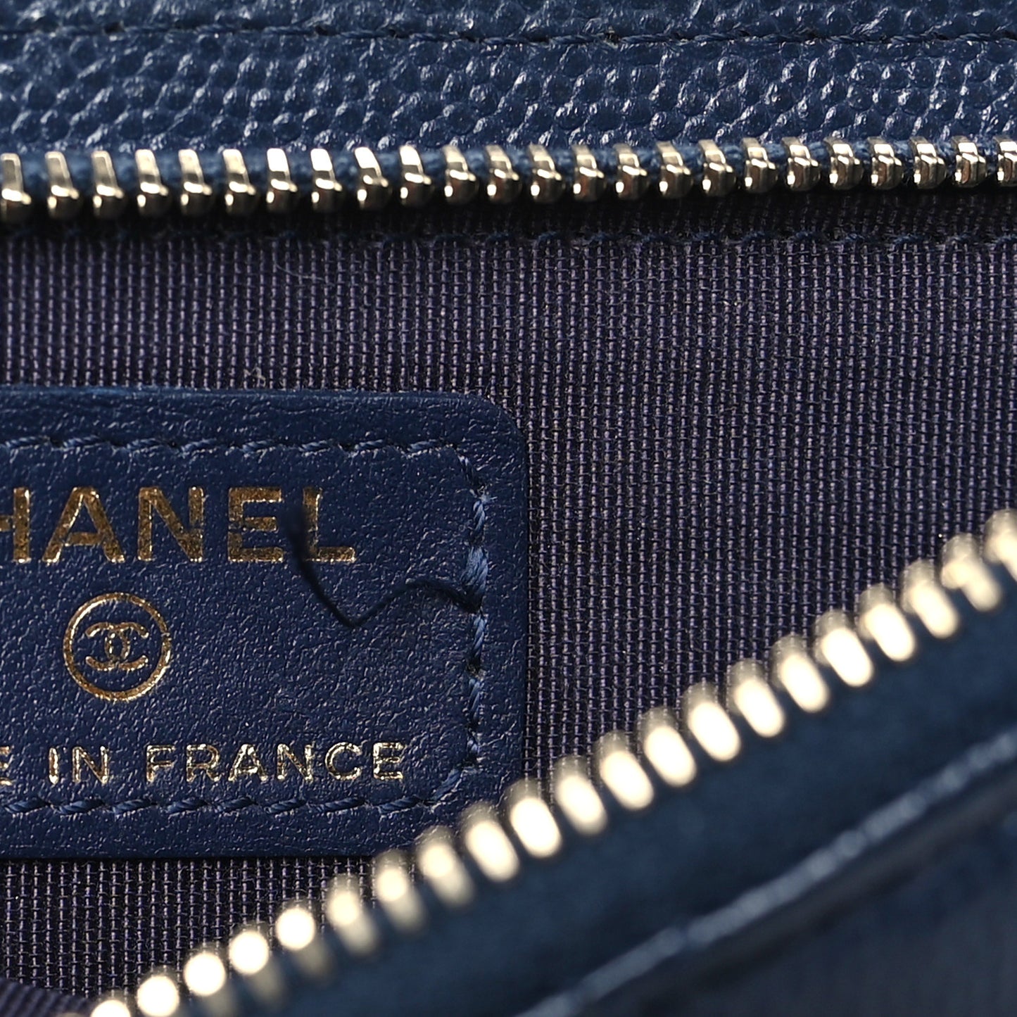 Caviar Quilted Zip Phone Case Navy