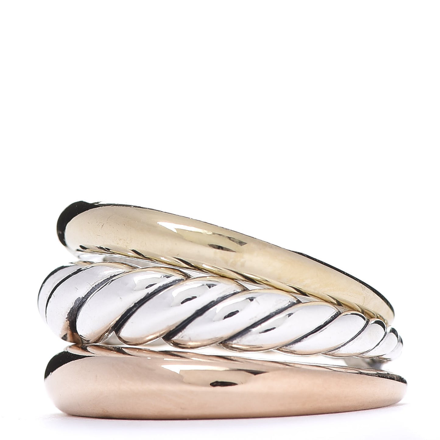 Sterling Silver Bronze Brass Pure Form Three-Row Ring 56 7.5