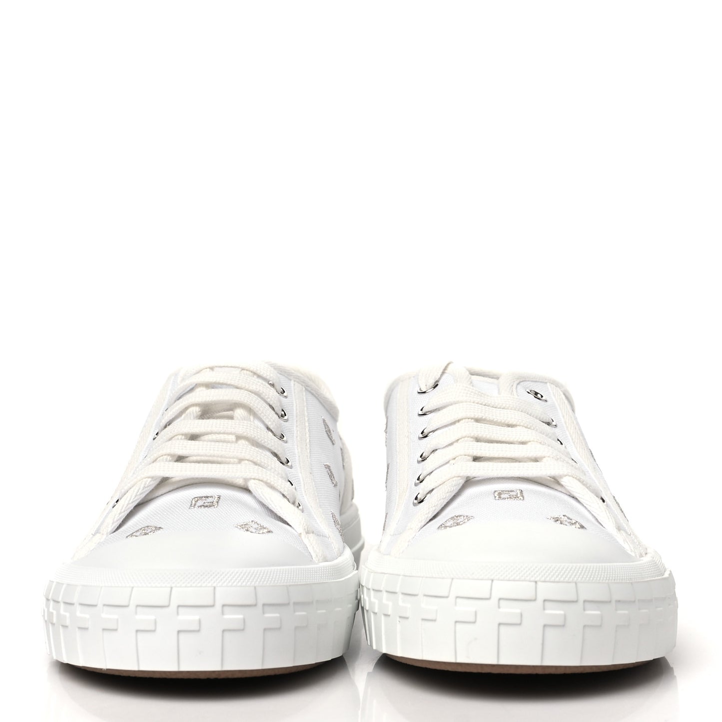 Canvas Lurex FF Womens Domino Low Top Sneakers 39 White