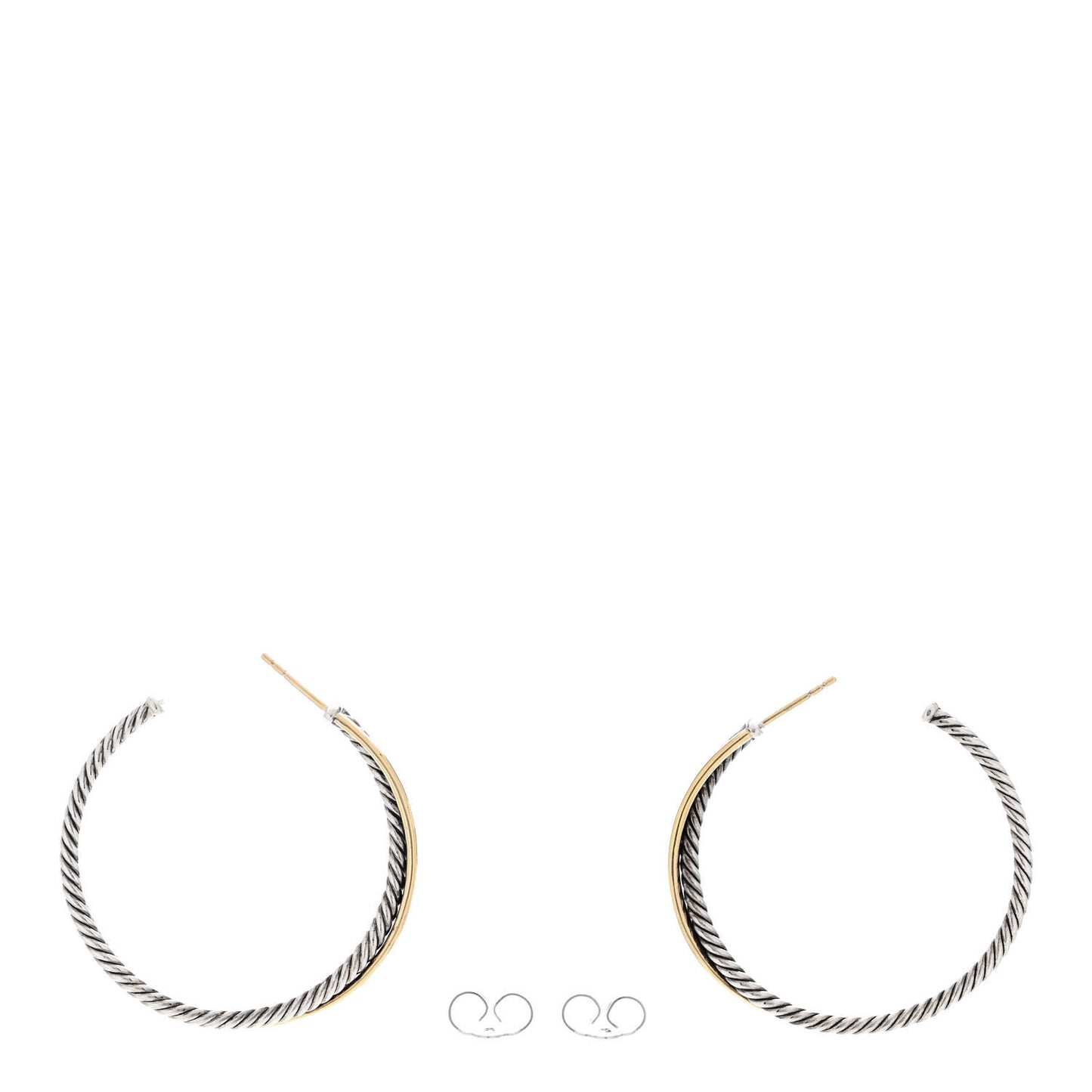 Sterling Silver 18K Yellow Gold 44mm Extra Large Crossover Cable Hoop Earrings