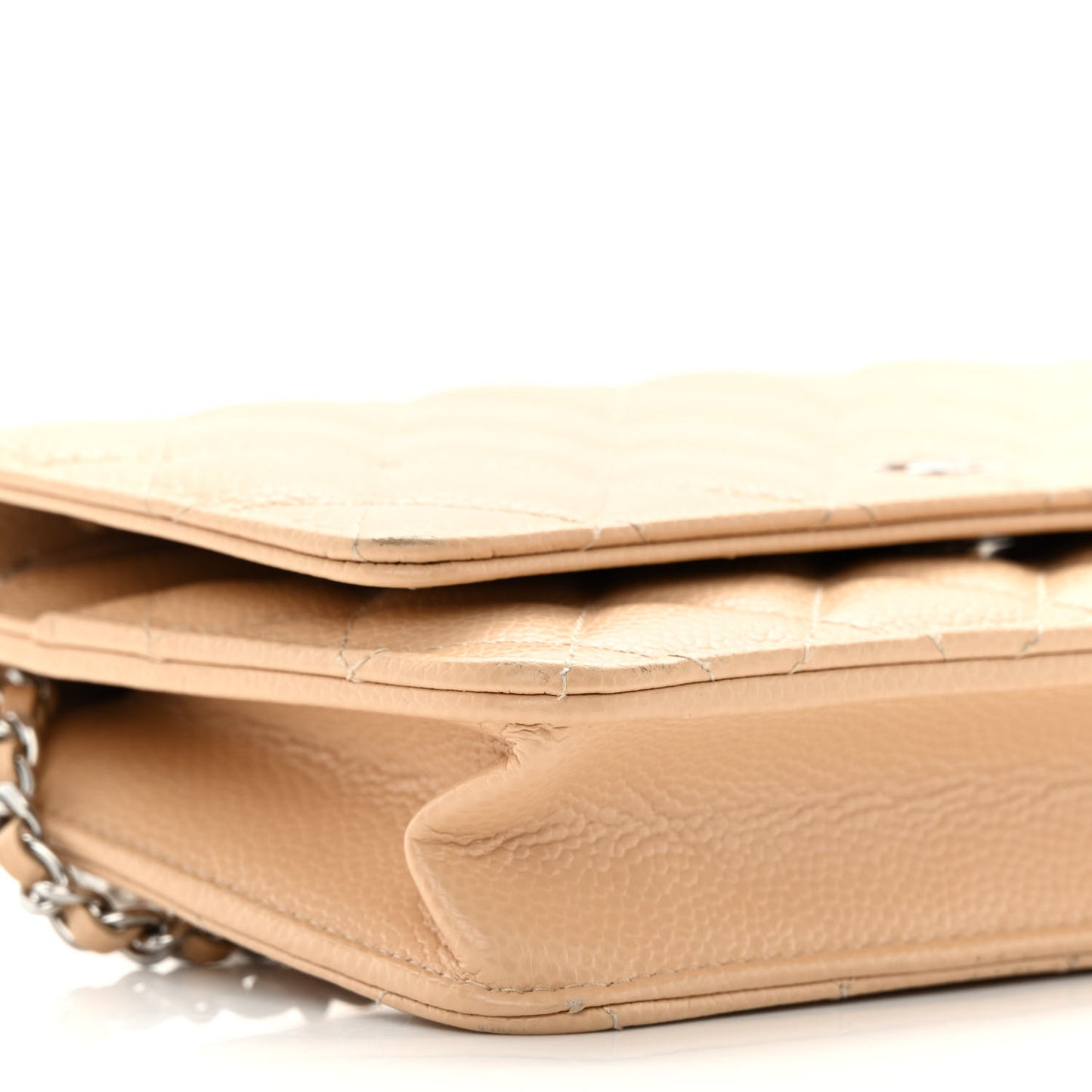 Caviar Quilted Wallet On Chain WOC Beige
