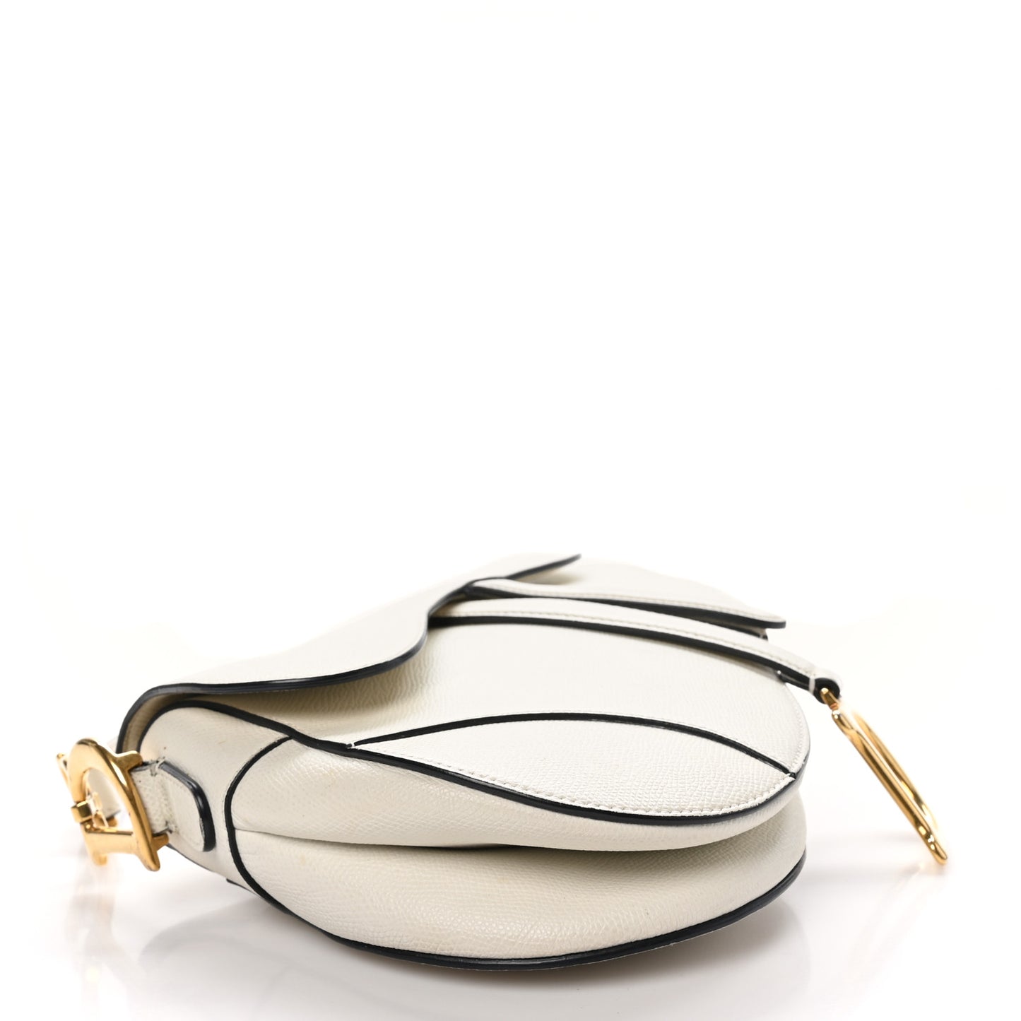 Grained Calfskin Saddle Bag White
