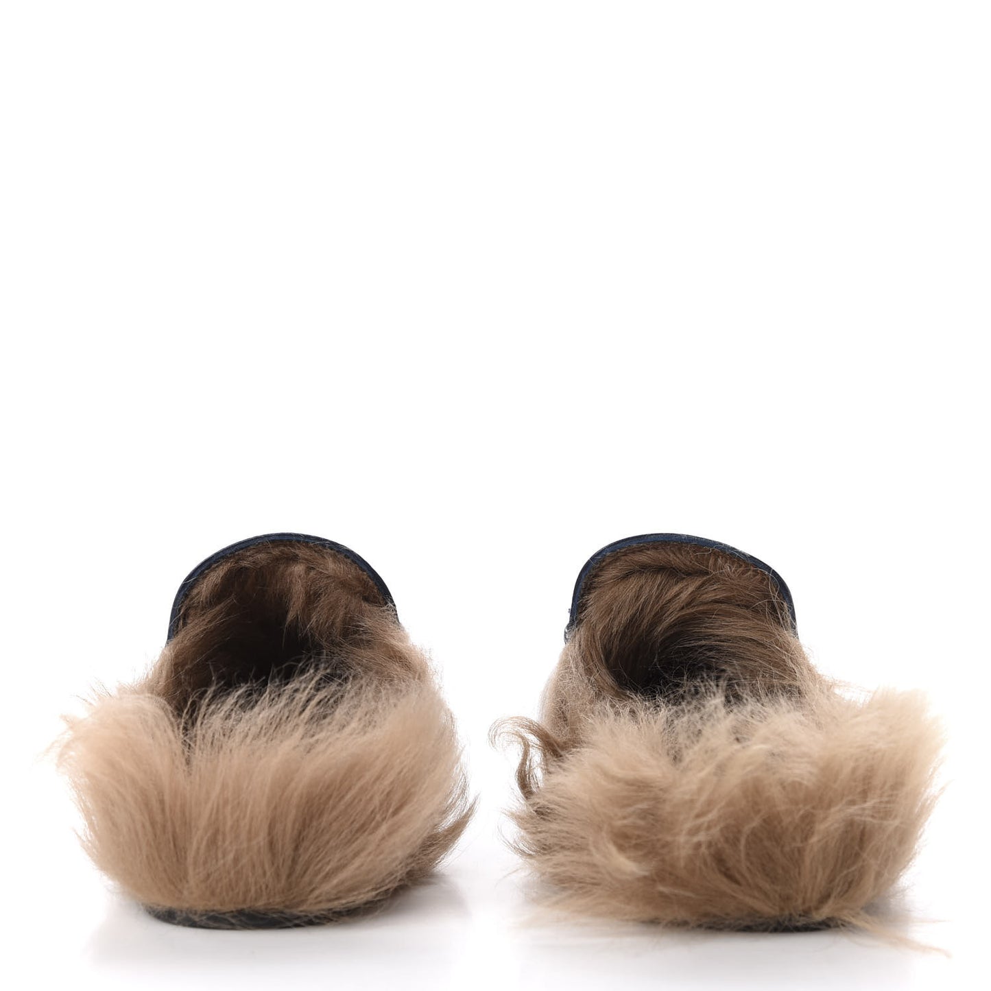 Malaga Kid Fur Womens Princetown Slippers 36.5 Blue Agata