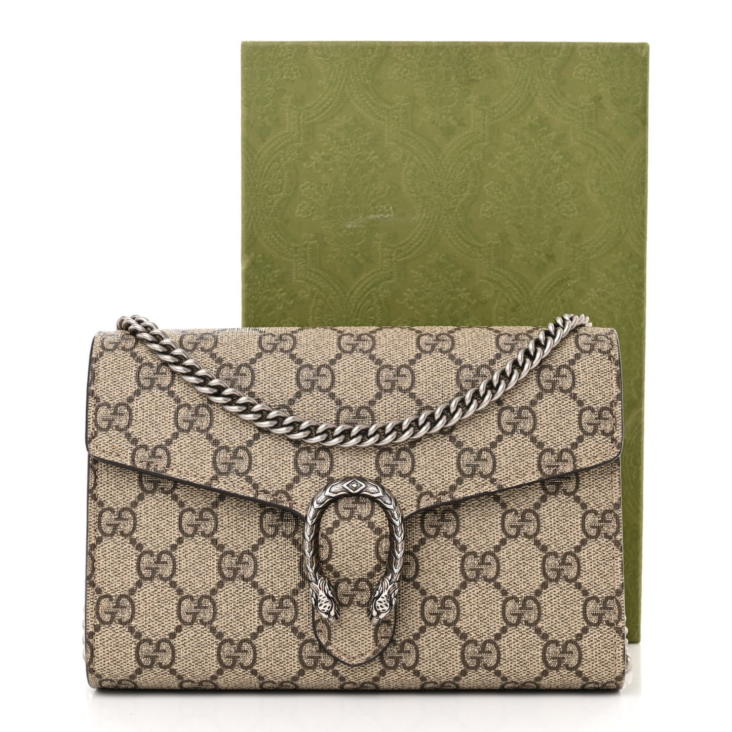 GG Supreme Monogram Mini Dionysus Chain Wallet Beige Taupe