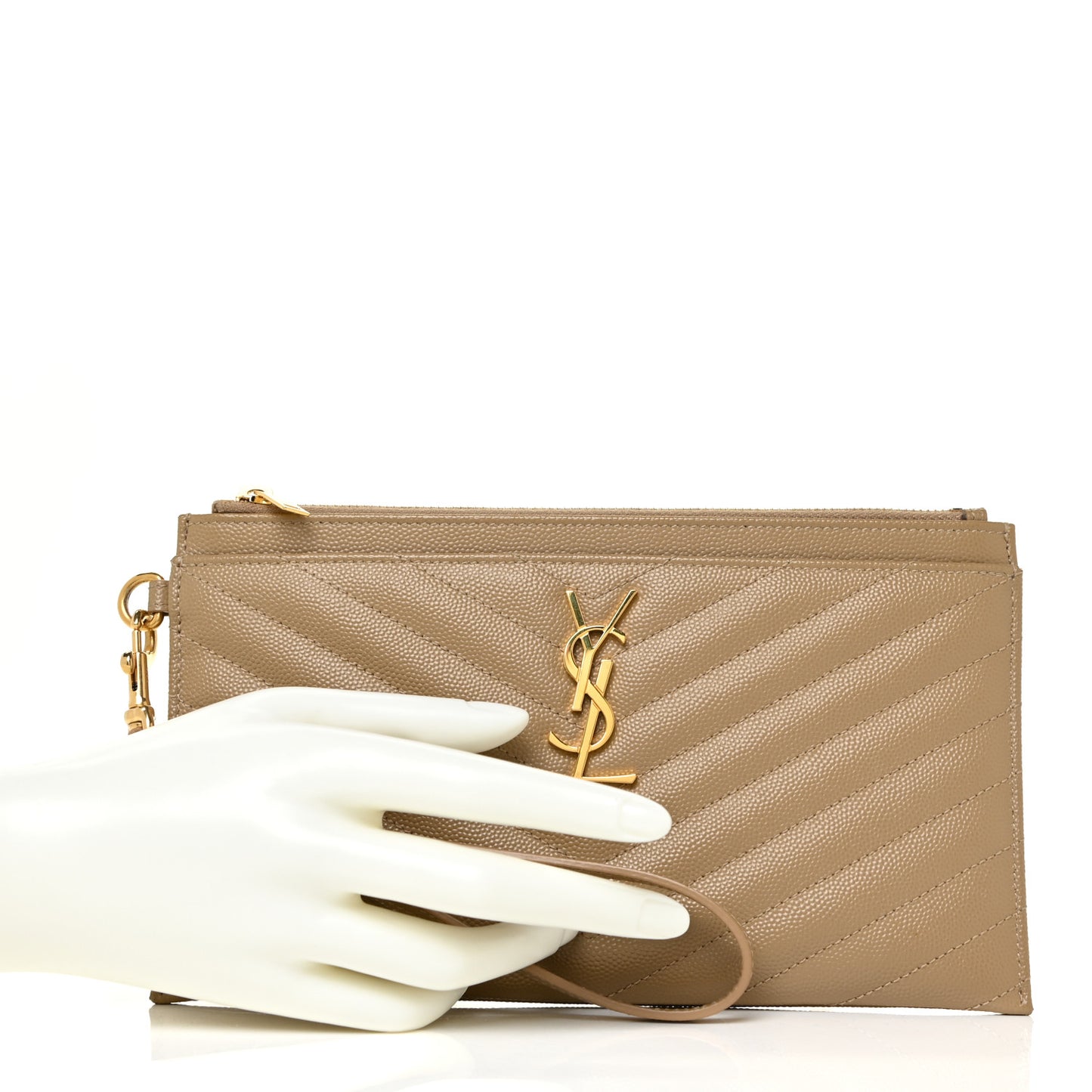 Grain De Poudre Chevron Monogram Large Bill Pouch Cork