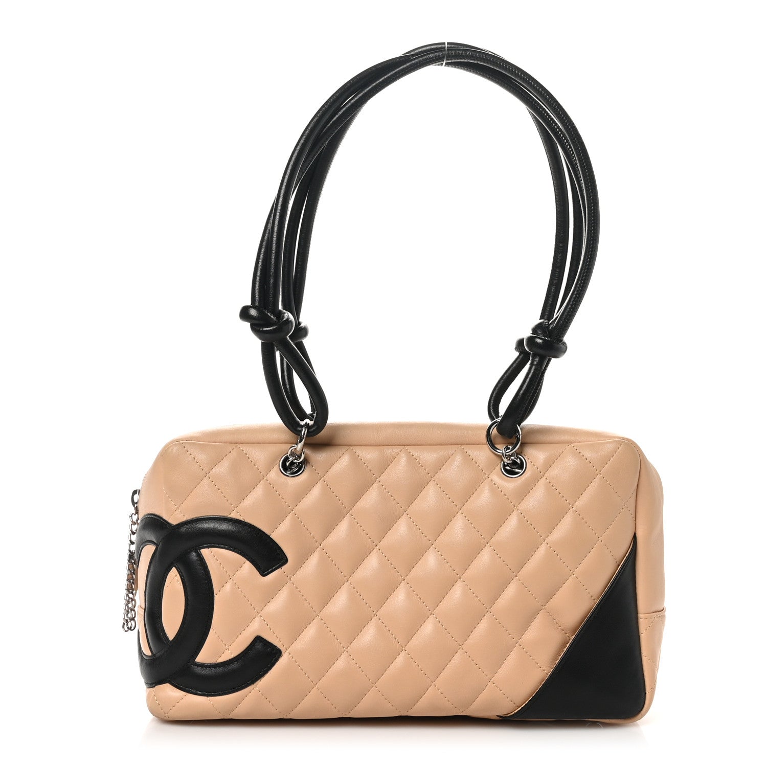 Chanel Calfskin Quilted Large Cambon Bowler Beige Black 1 of 10