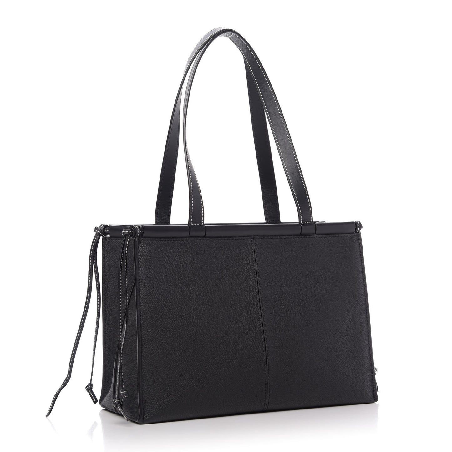 Grained Calfskin Small Cushion Tote Black