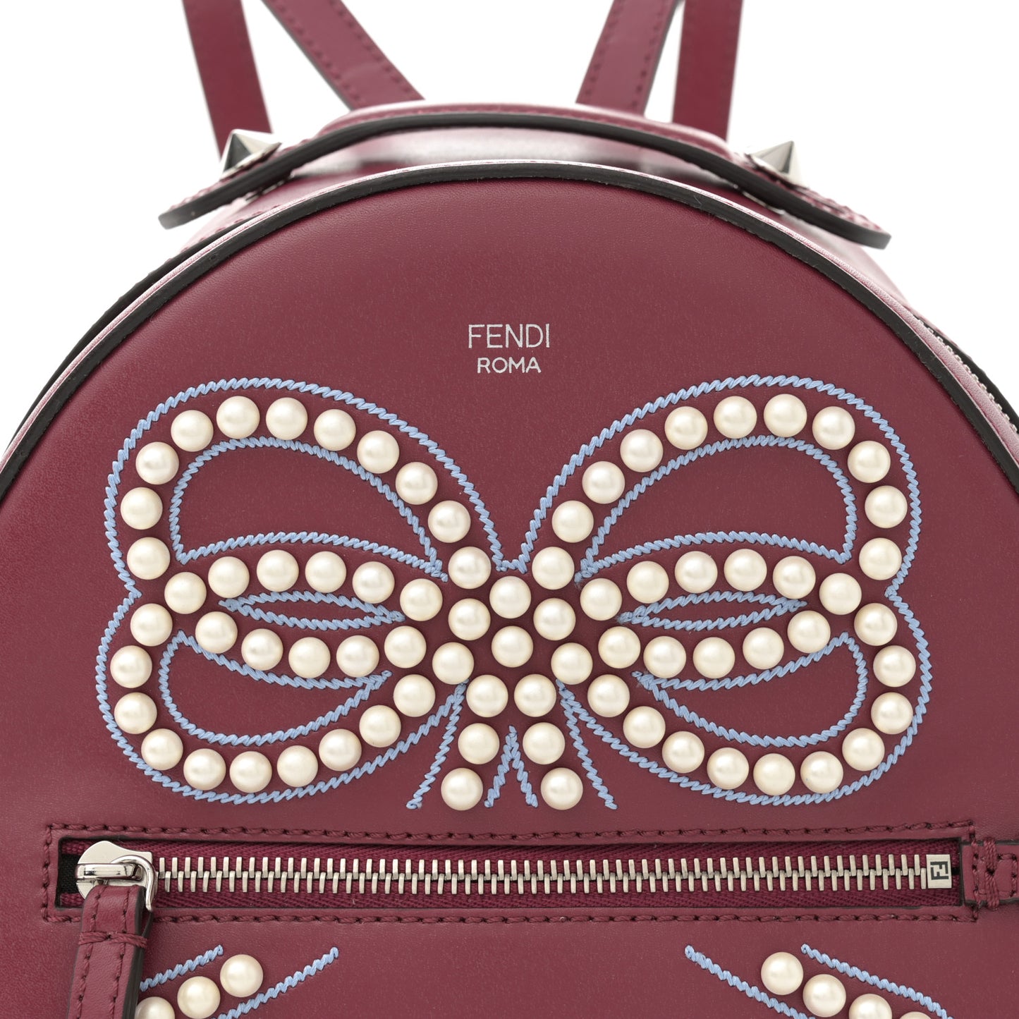 Vitello Liberty Pearl Romantic Bow Mini Backpack Black Cherry