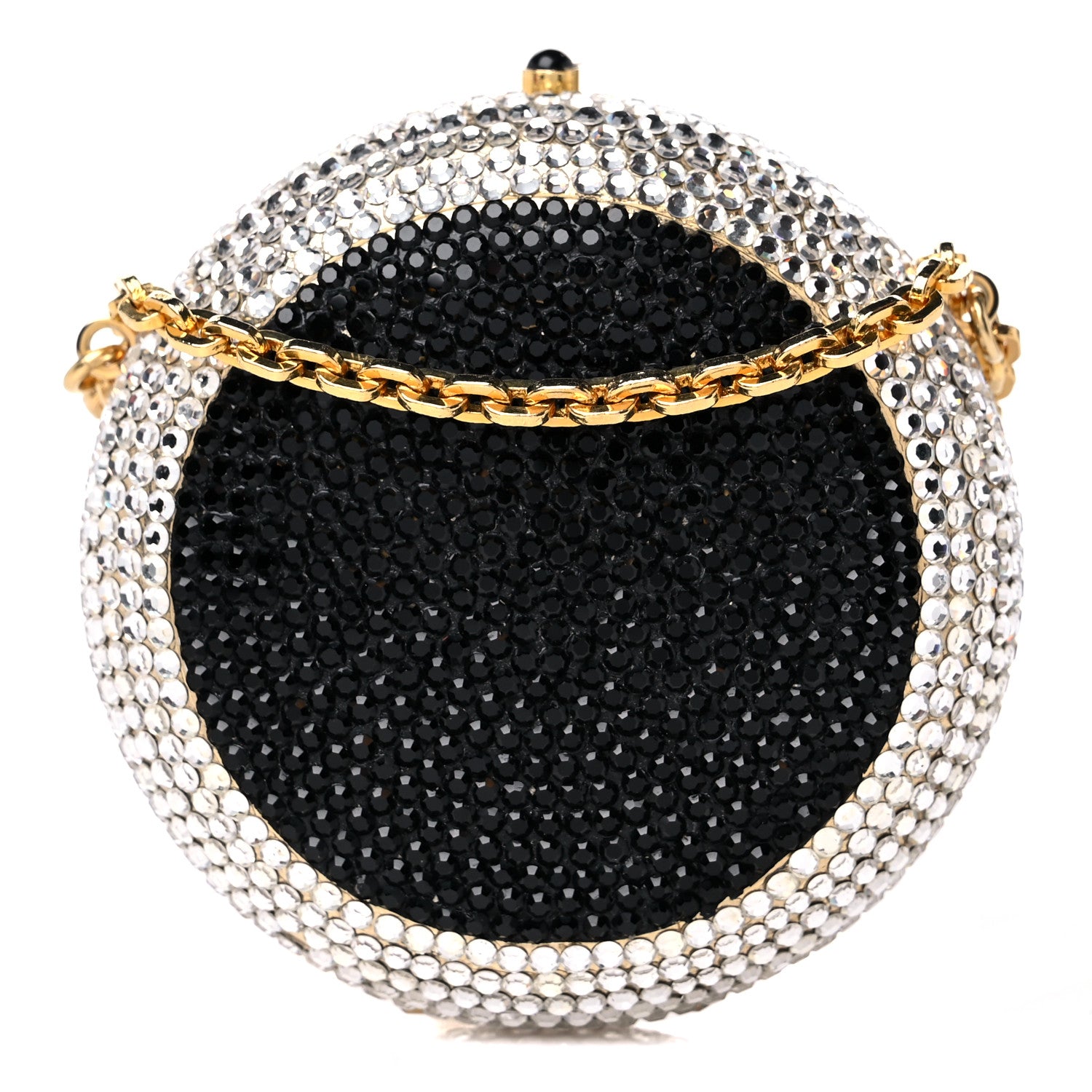 Judith Leiber Swarovski Crystal Clutch Silver Black 1 of 11