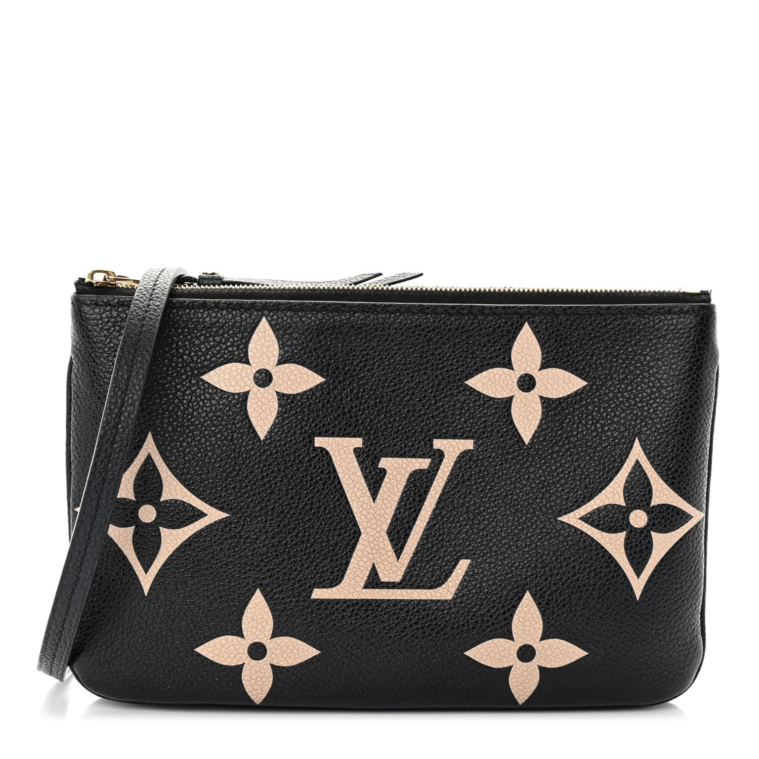 Louis Vuitton Empreinte Monogram Giant Double Zip Pochette Black Cream 1 of 10