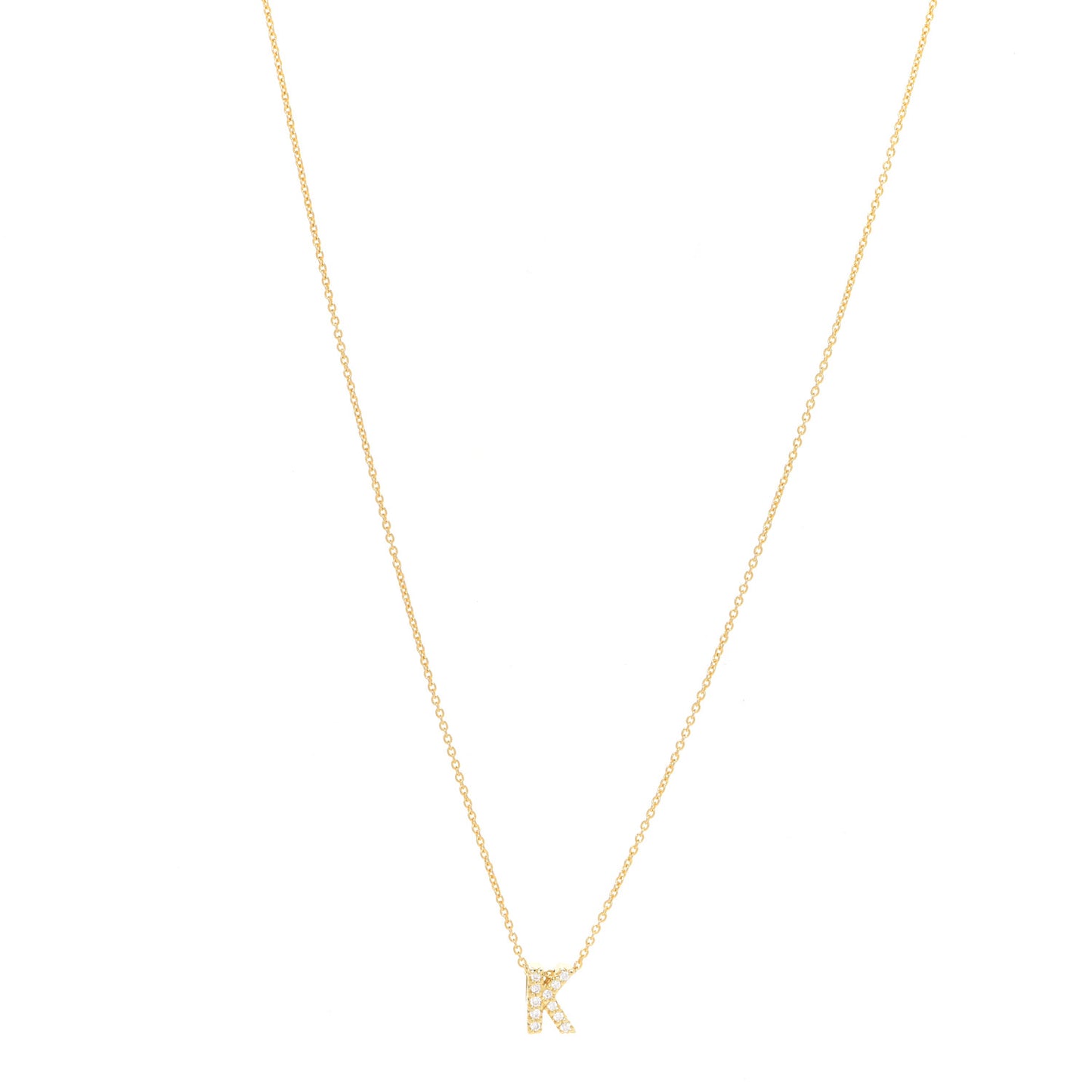 18K Yellow Gold Diamond Love Letter K Pendant Necklace