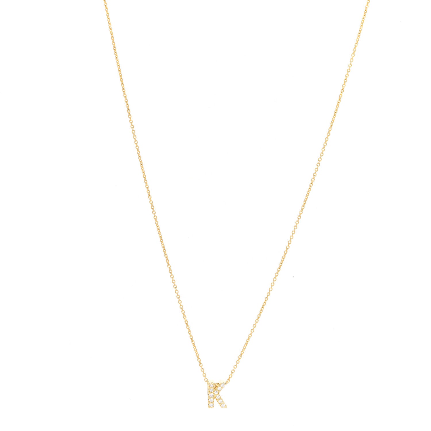 Roberto Coin 18K Yellow Gold Diamond Love Letter K Pendant Necklace 1 of 7