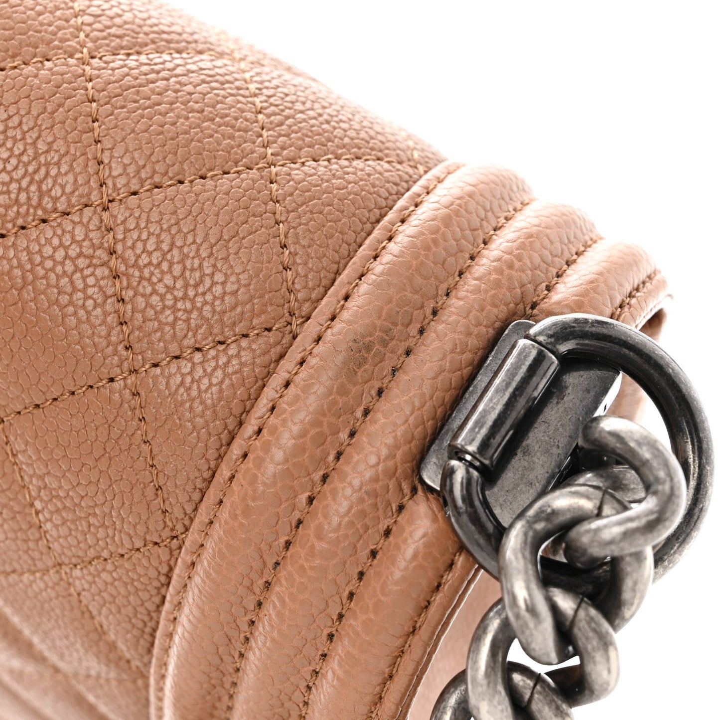 Caviar Quilted Medium Boy Flap Light Brown