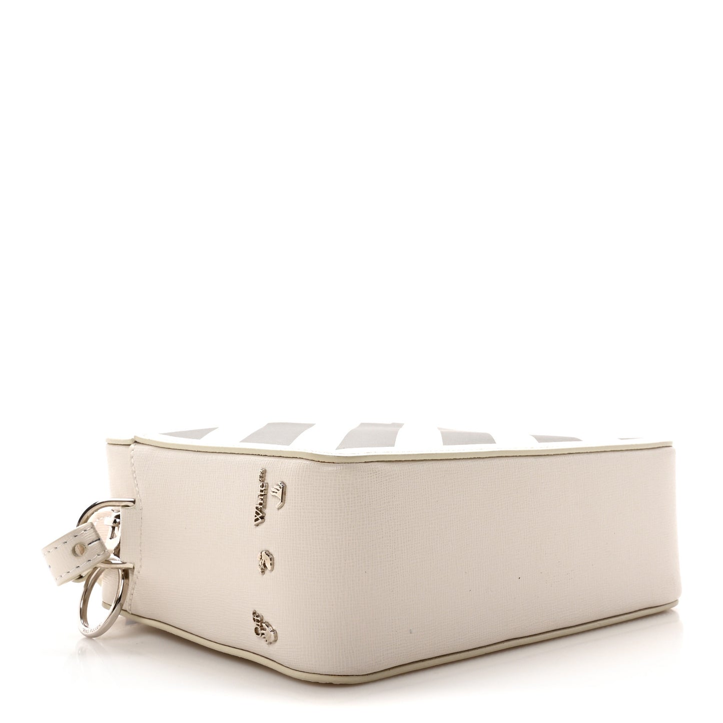 Saffiano Striped Binder Clip Camera Bag White Black Indus