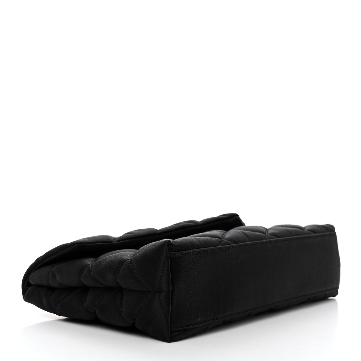 Satin Quilted Sade Puffer Envelope Clutch Black