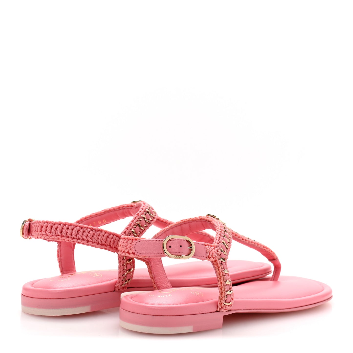 Lambskin Embroidered CC Thong Sandals 37 Pink