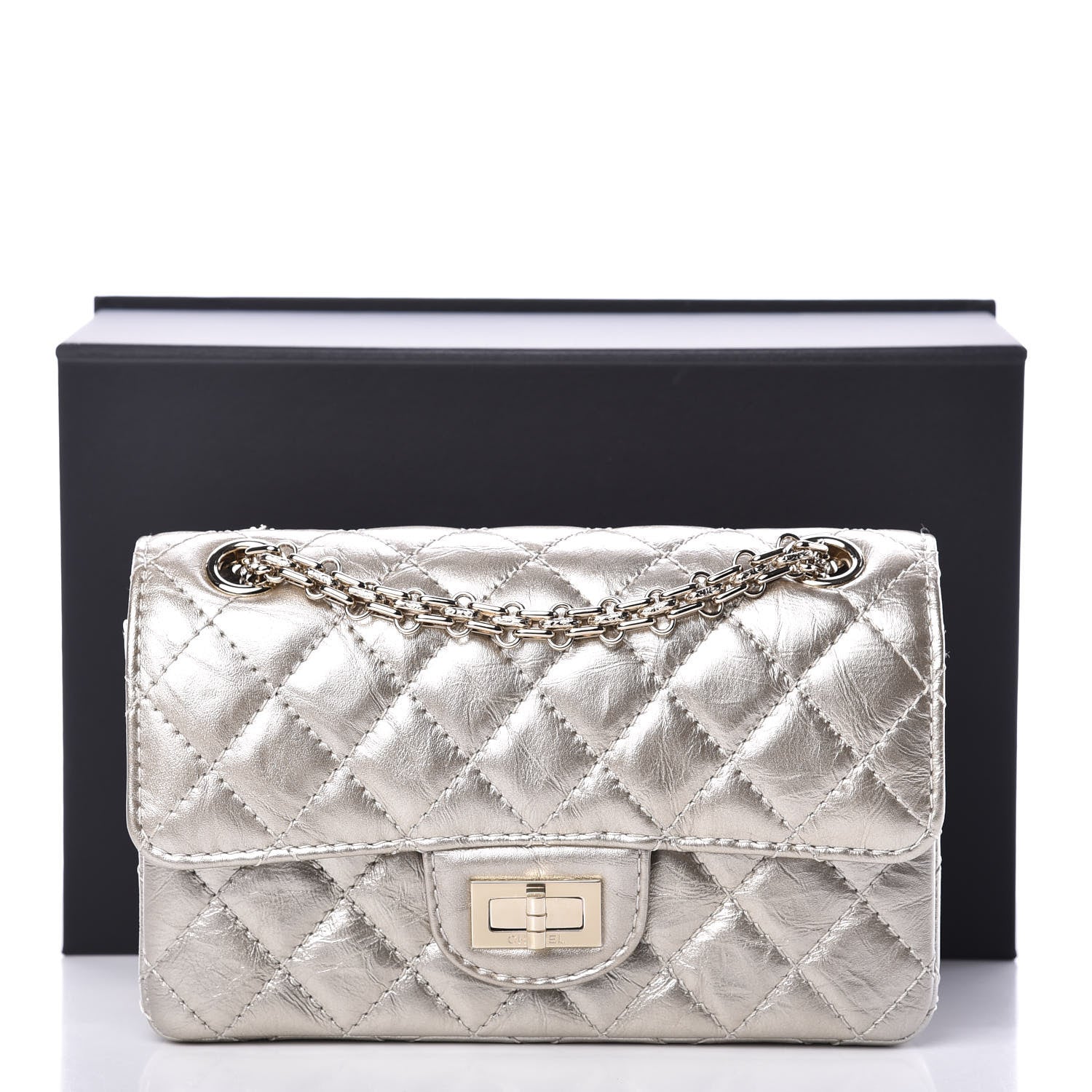 Chanel Aged Calfskin Quilted 2.55 Reissue Mini Flap Silver 10 of 10