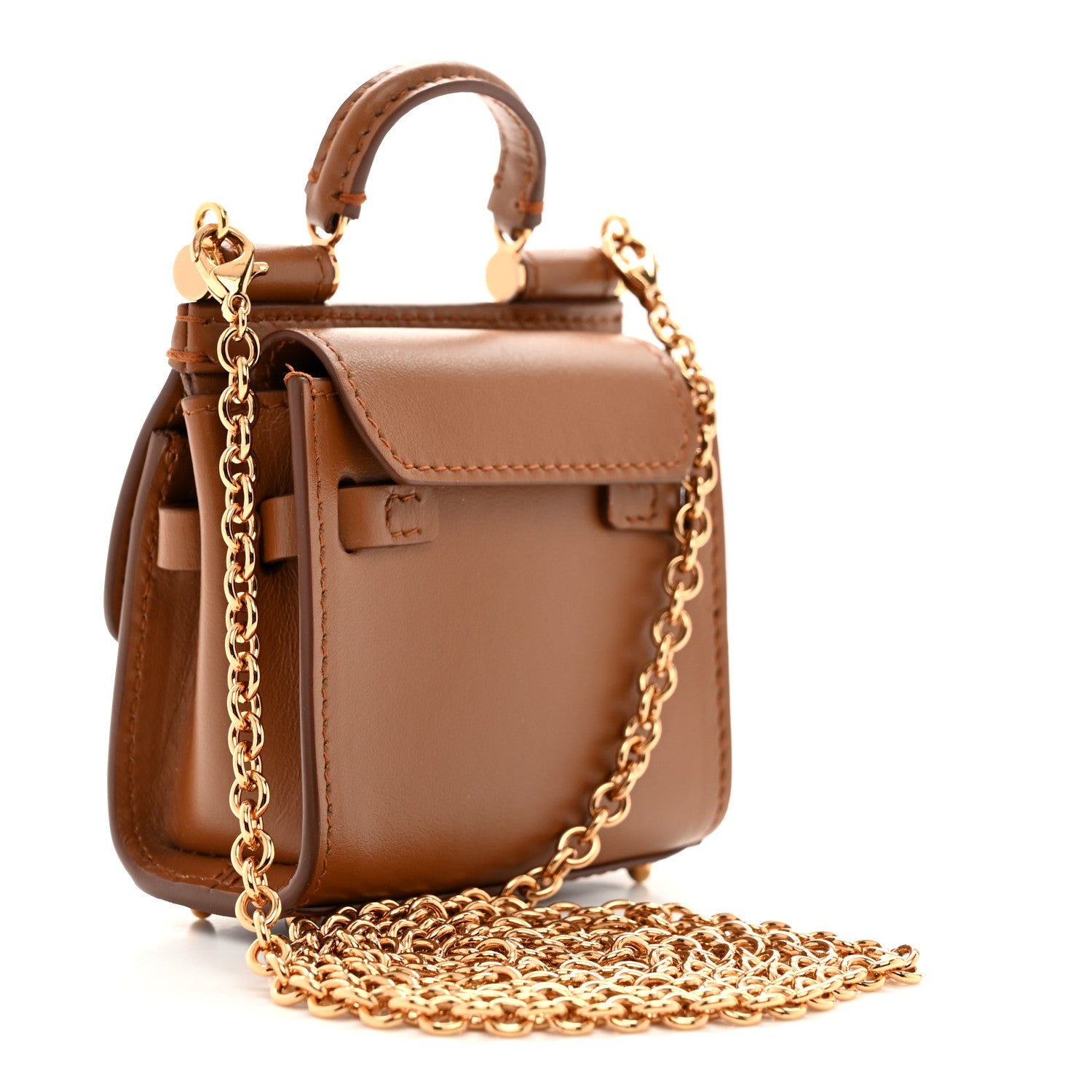 Dolce & Gabbana Calfskin Micro 58 Miss Sicily Satchel Brown 4 of 10