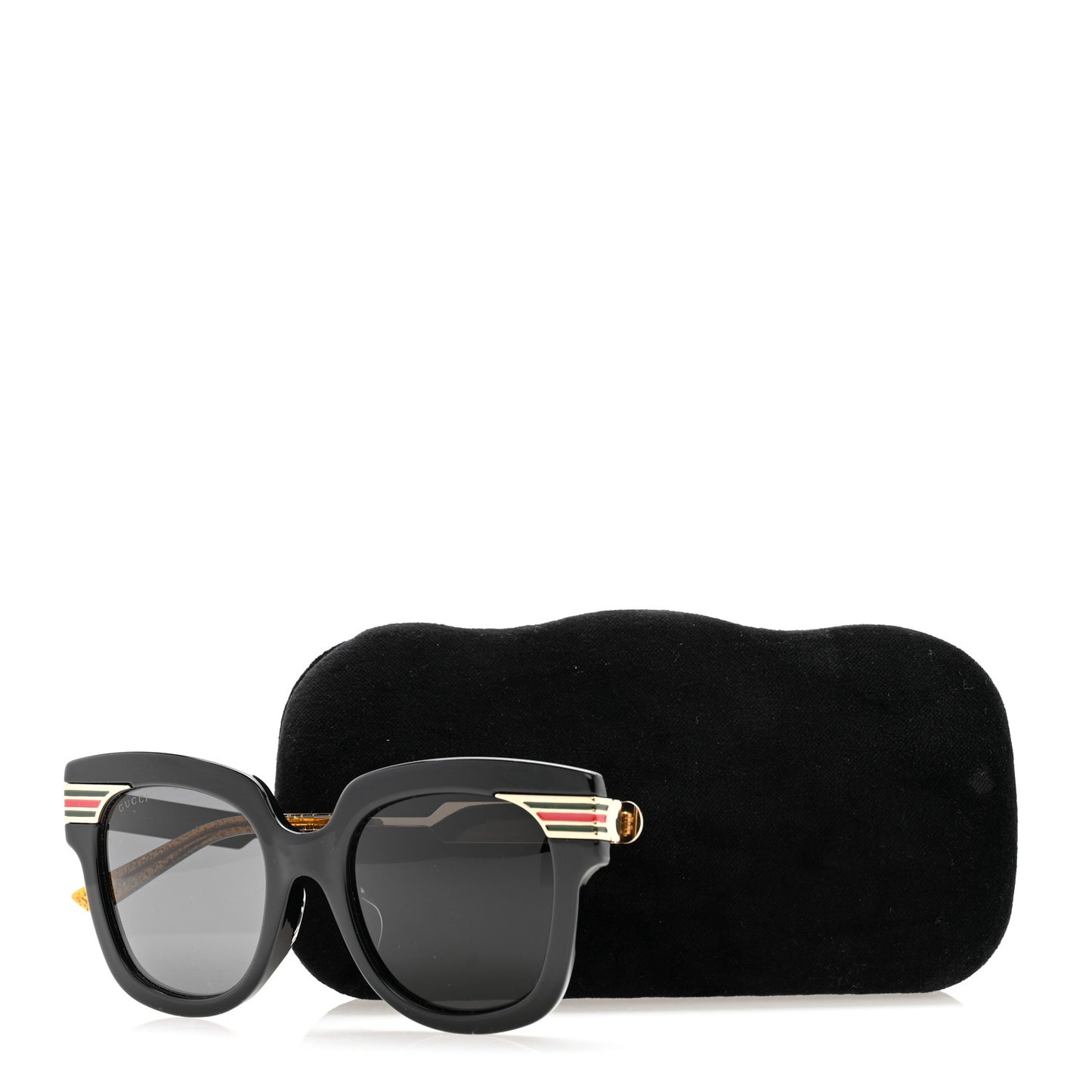Acetate Square Frame Web Sunglasses GG0281SA Black