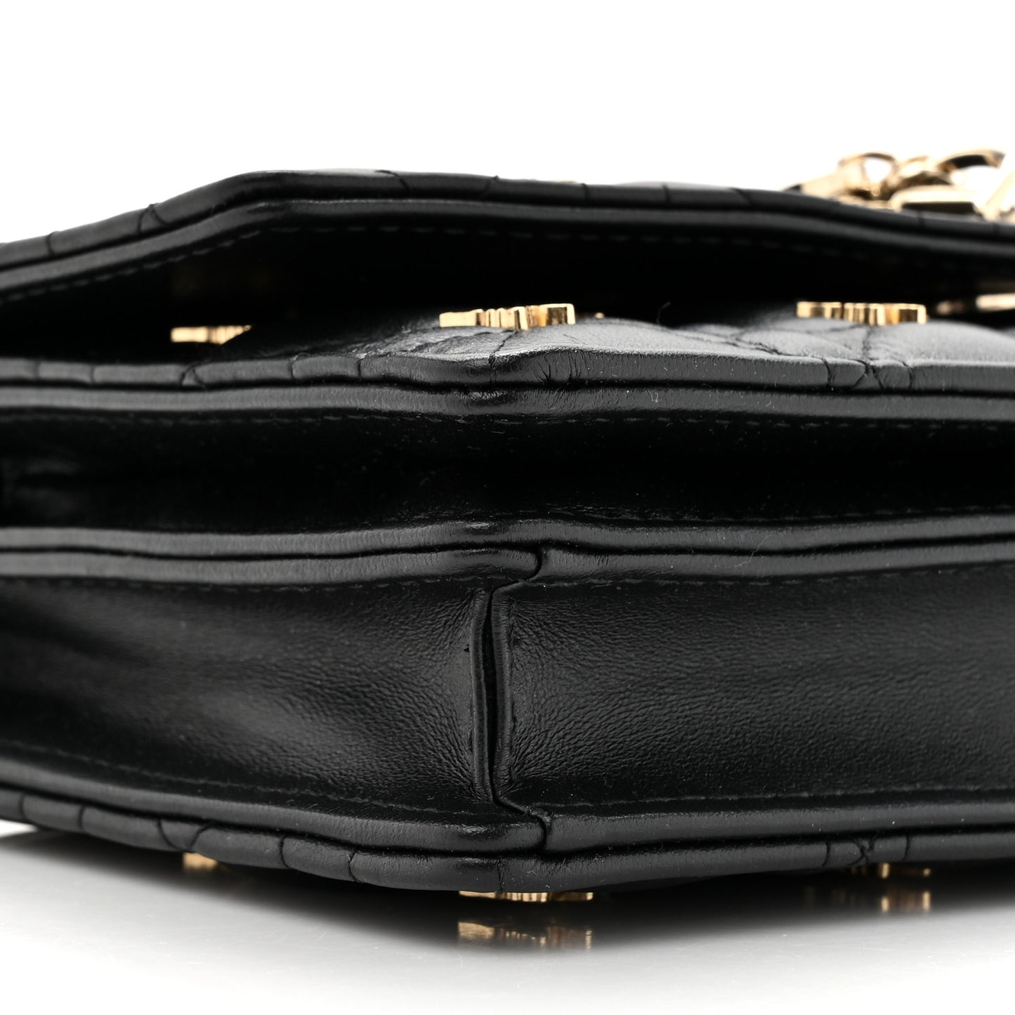 Lambskin Cannage Butterfly Studs Miss Dior Pouch Black