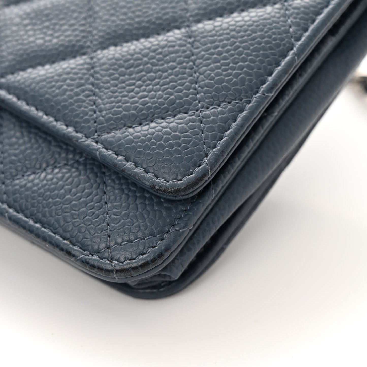 Caviar Quilted Wallet on Chain WOC Blue