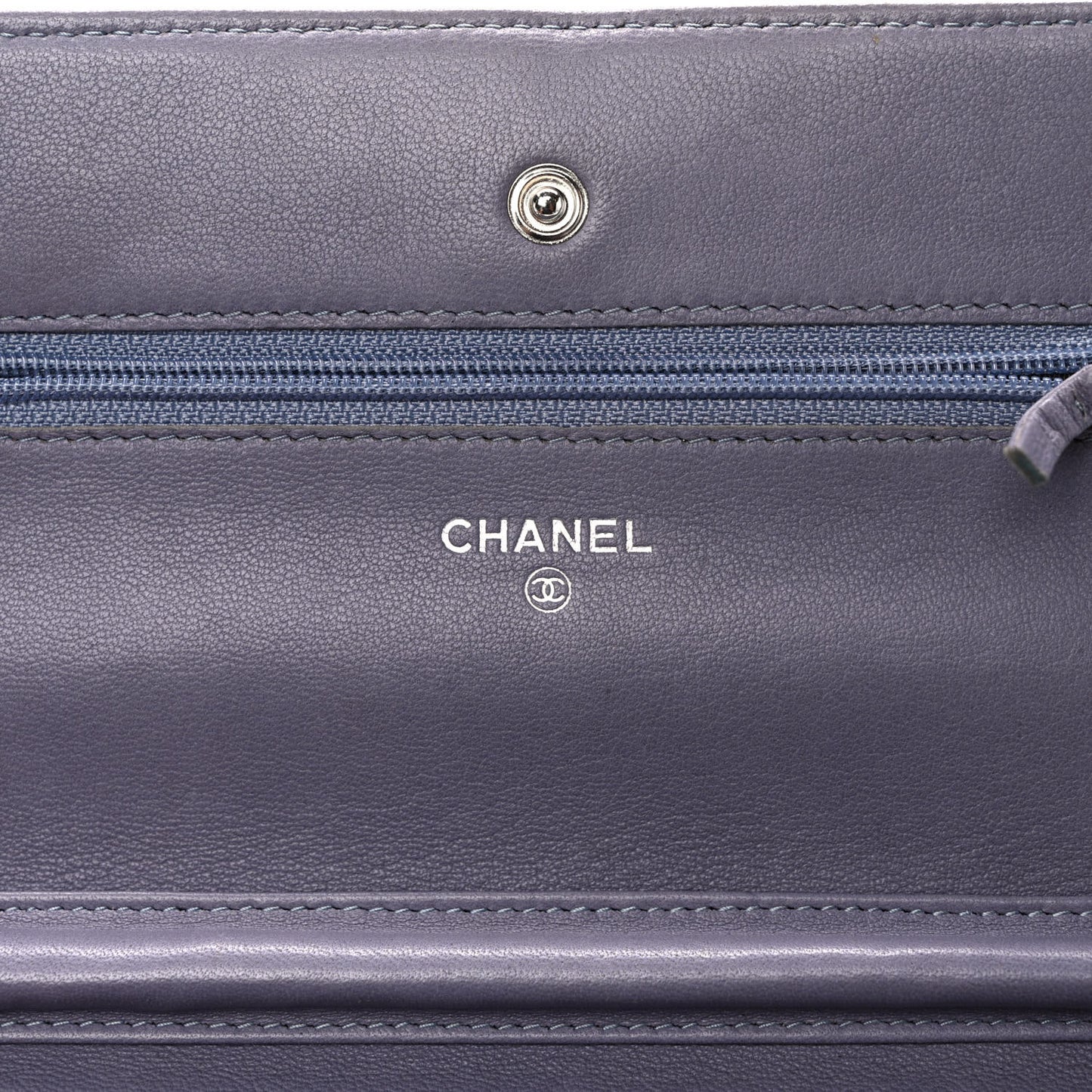 Lambskin Timeless CC Wallet on Chain WOC Light Purple