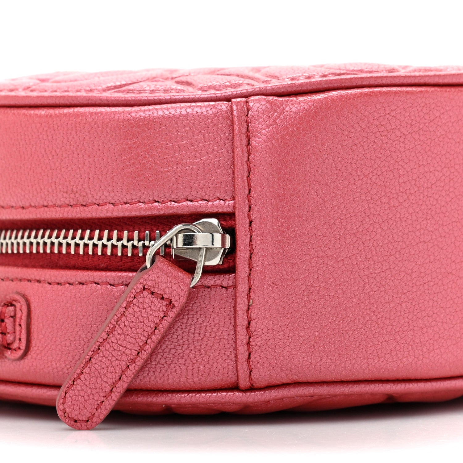 Chanel Goatskin Camellia Quilted Round Clutch With Chain Dark Pink 9 of 9