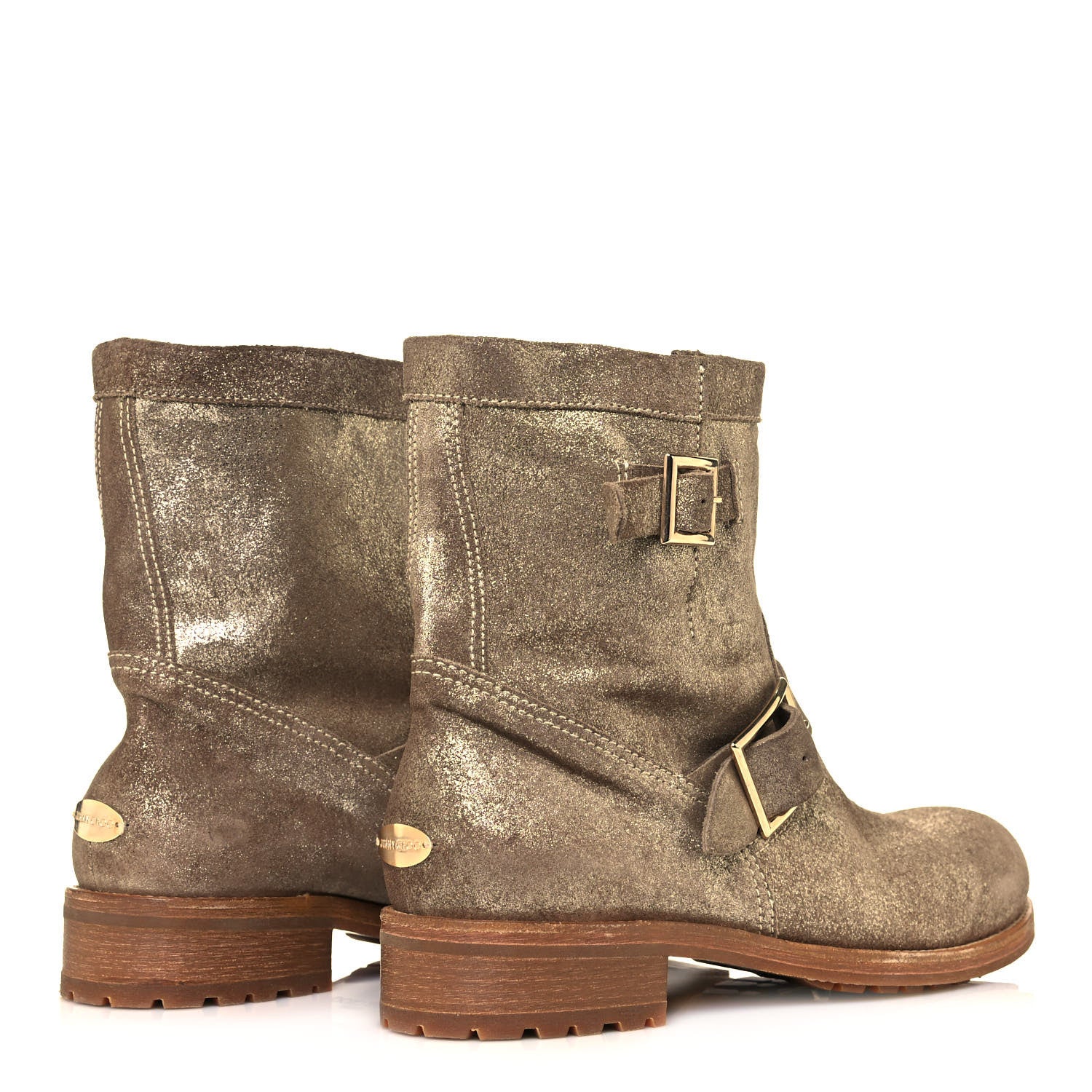 Jimmy Choo Metallic Suede Youth Biker Boots 40.5 Gold 4 of 7
