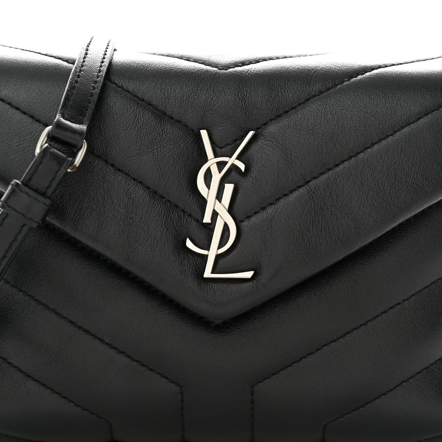 Calfskin Y Quilted Monogram Toy Loulou Crossbody Bag Black