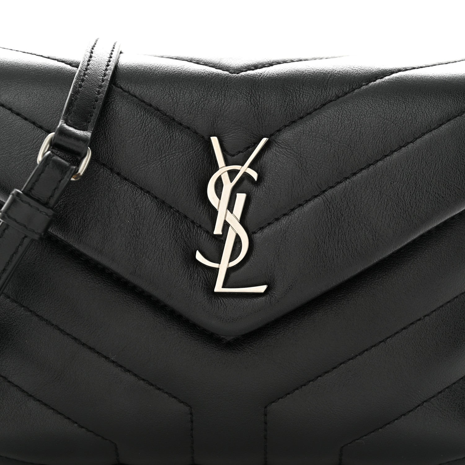 Saint Laurent Calfskin Y Quilted Monogram Toy Loulou Crossbody Bag Black 7 of 9