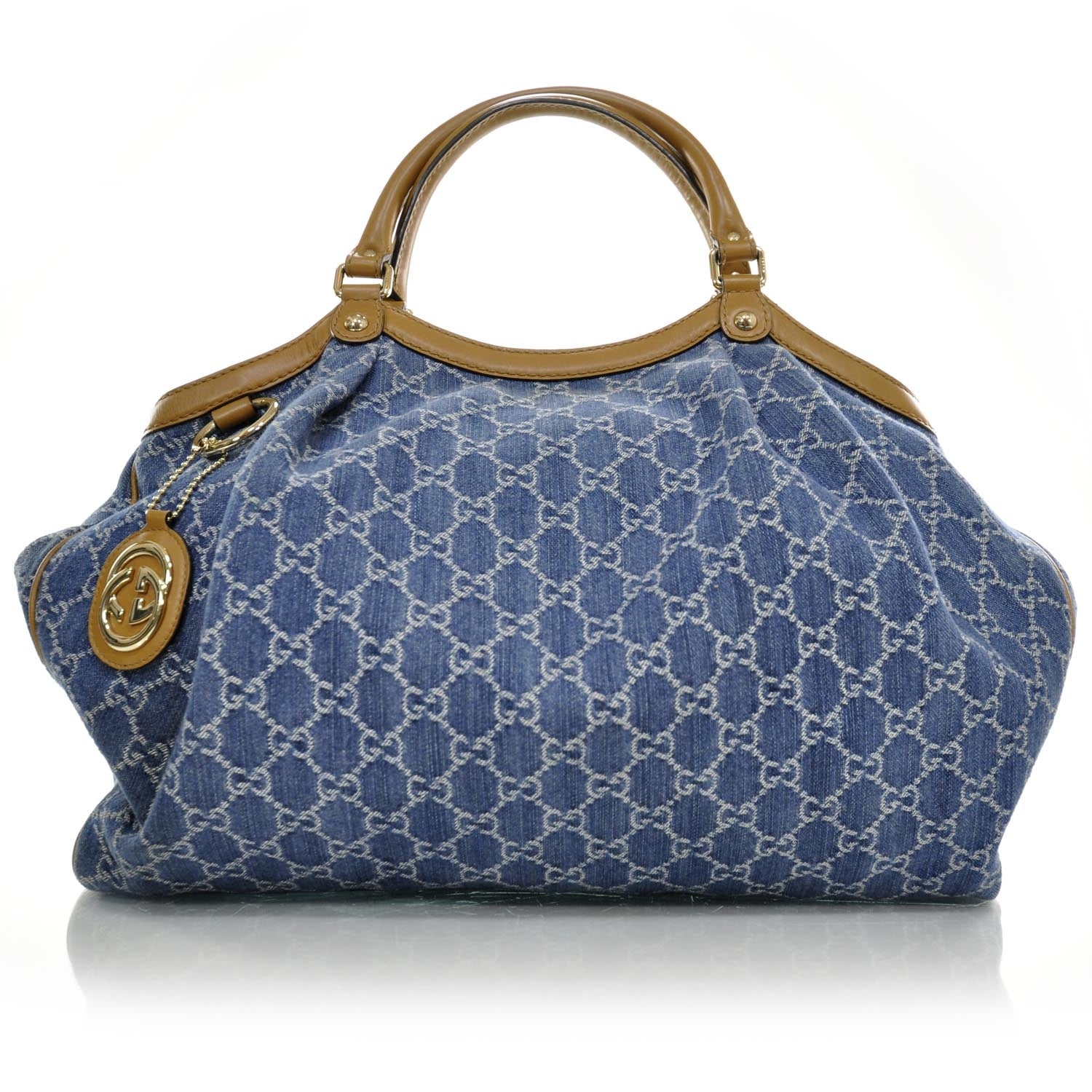 Gucci Denim Monogram Large Sukey Tote 27159 – FASHIONPHILE