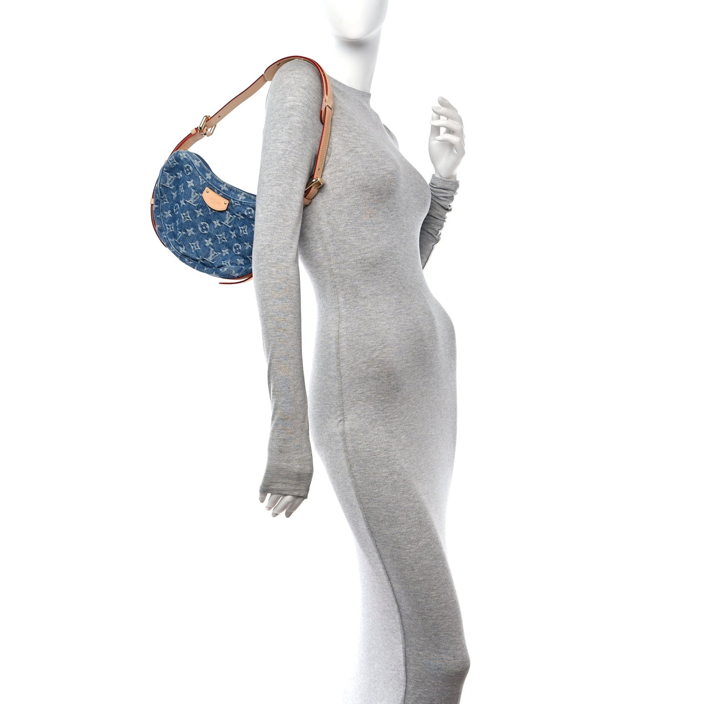 Monogram Denim Croissant MM Blue