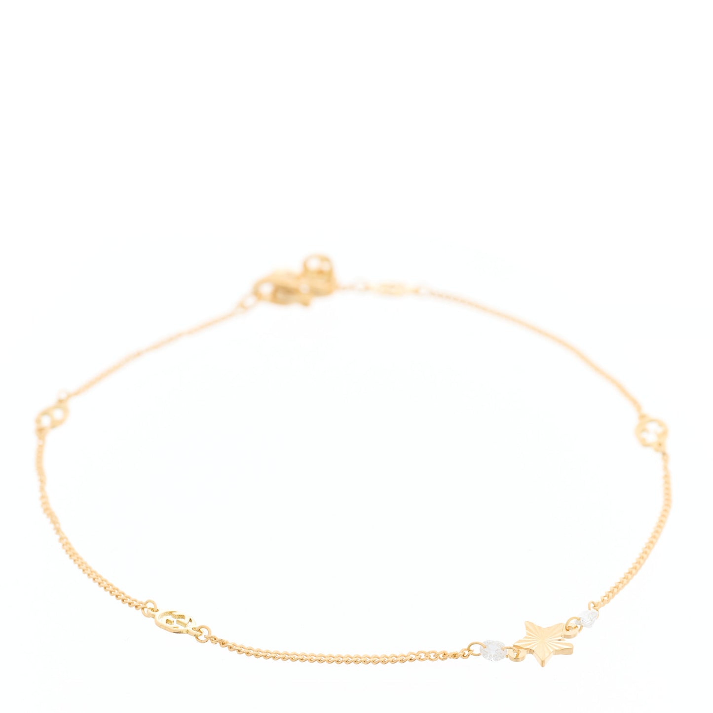 18K Yellow Gold Diamond Star GG Station Bracelet