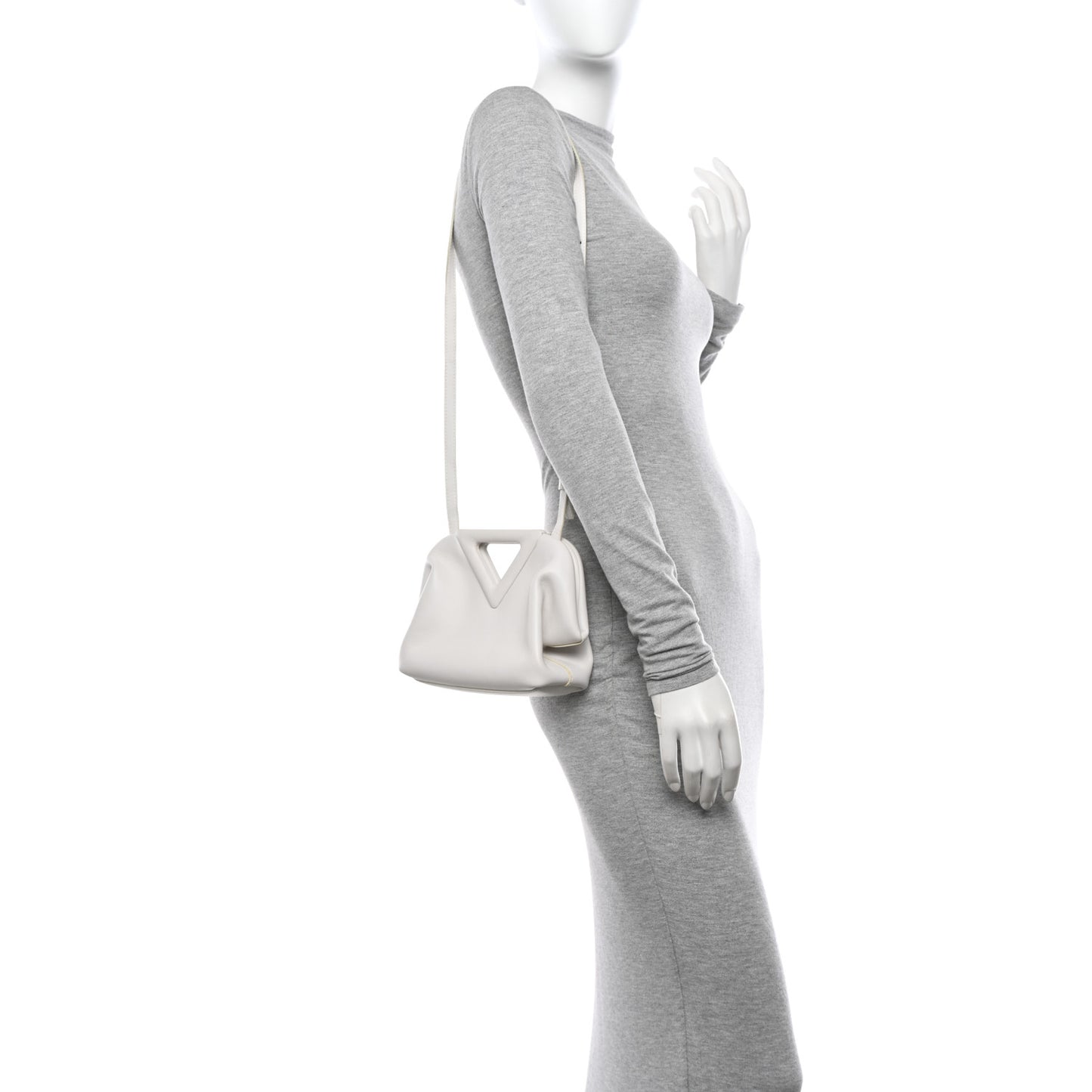 Calfskin Small The Point Triangle Bag Chalk