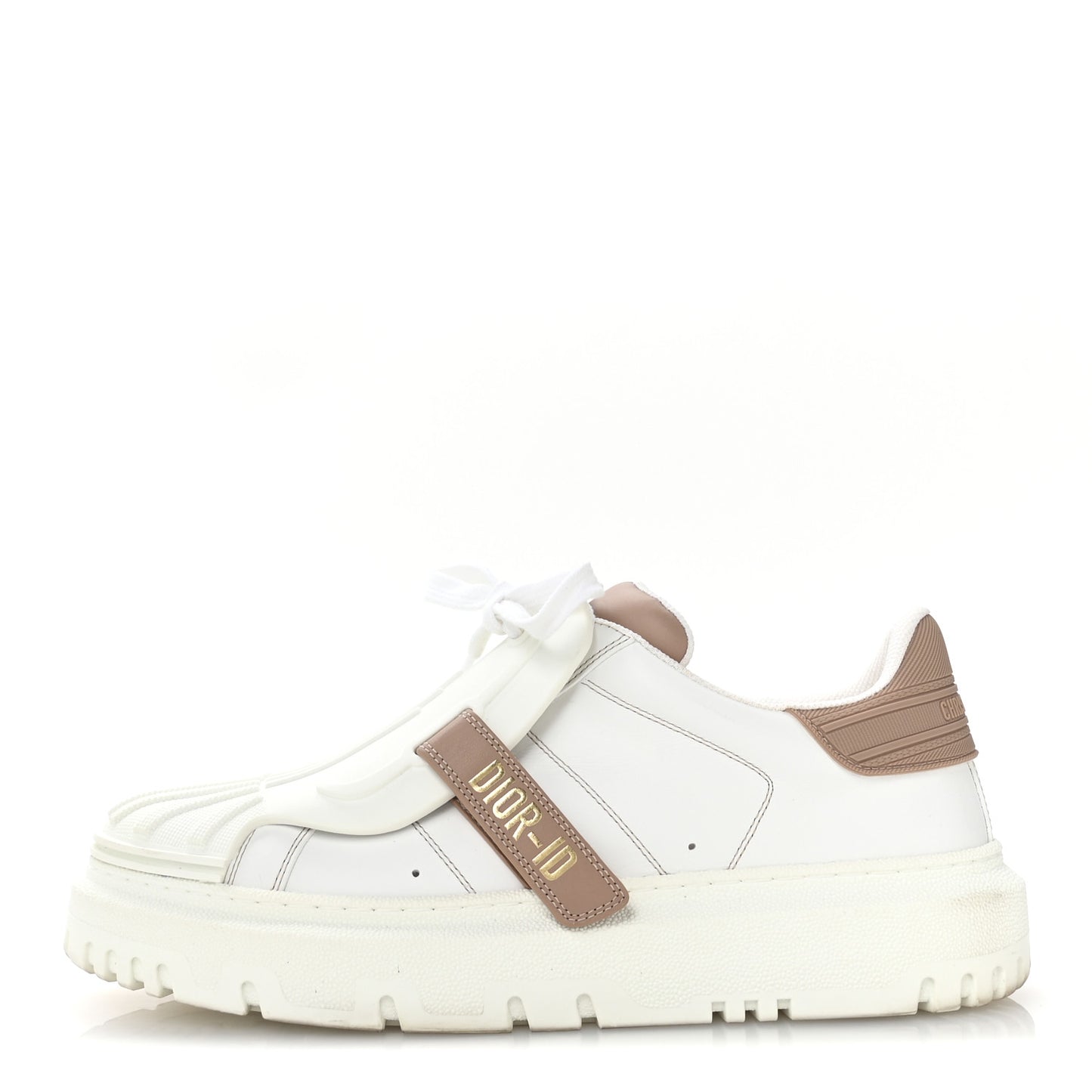 Calfskin Bi-Color Dior-ID Platform Sneakers 40.5 White Nude