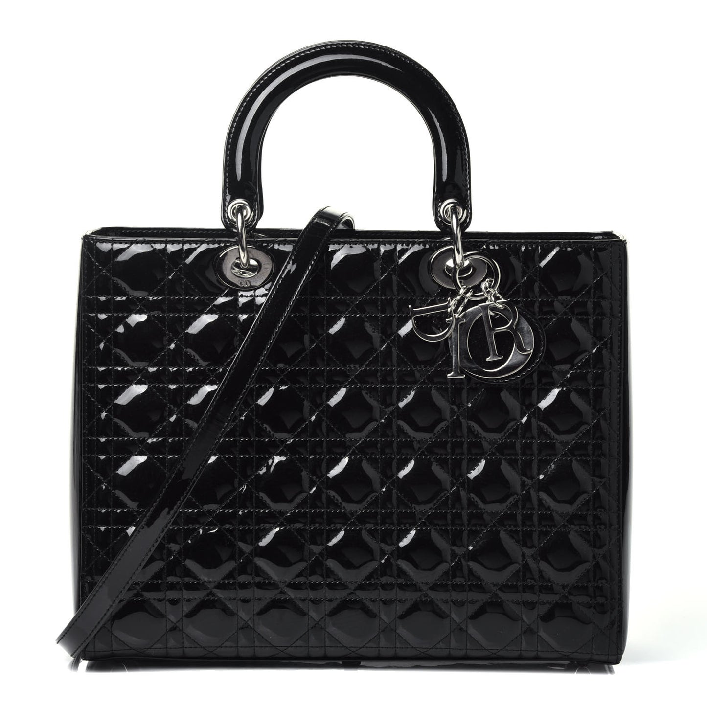 Patent Cannage Large Lady Dior Black