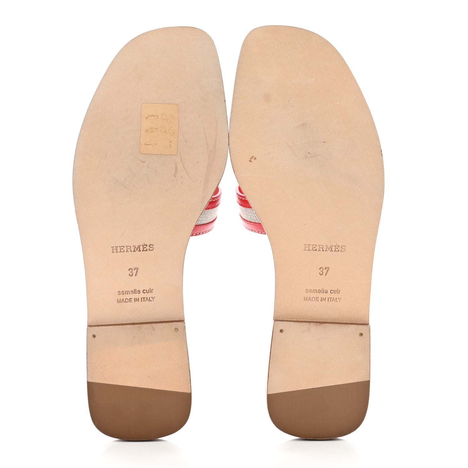 Hermes Canvas Calfskin Oran Sandals 37 Prunoir Rouge A Levre 5 of 7