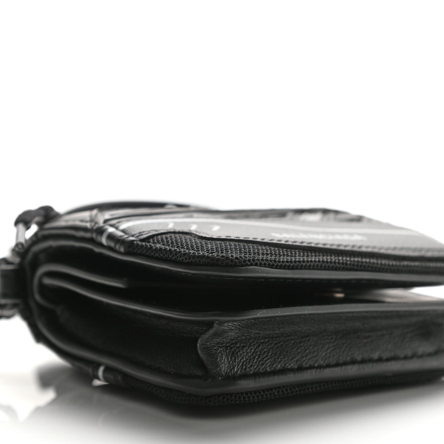 Faux Calfskin Fabric Sneakerhead Crossbody Wallet Black