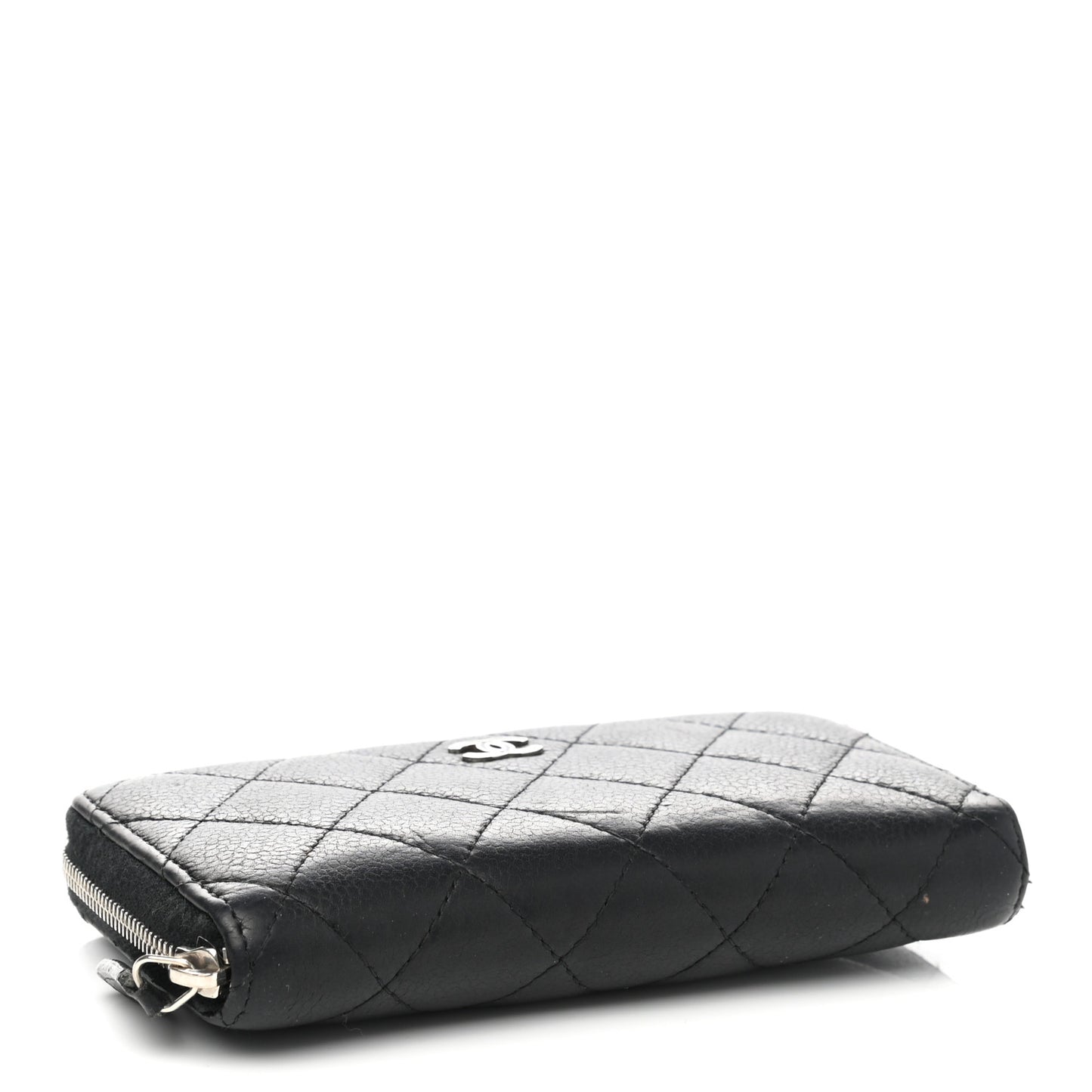 Caviar Quilted Medium Zip Around Wallet Black