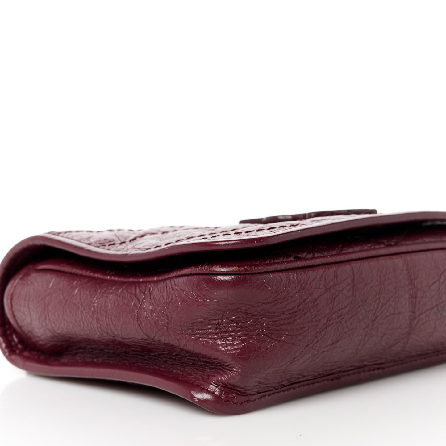 Crinkled Calfskin Matelasse Monogram Niki Chain Wallet Dark Legion Red