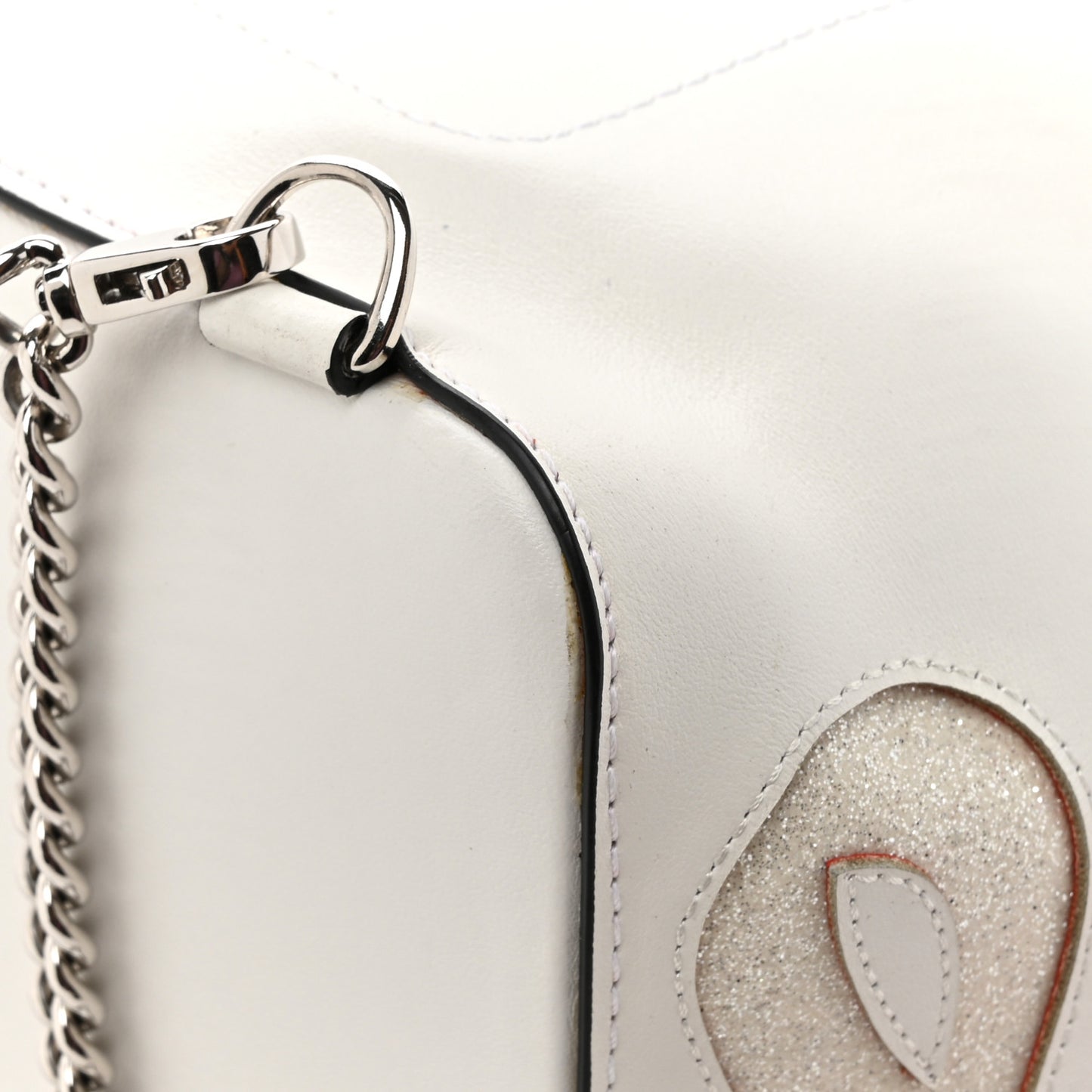 Calfskin Paris Marie Jane Perforated Glitter Logo Backpack White