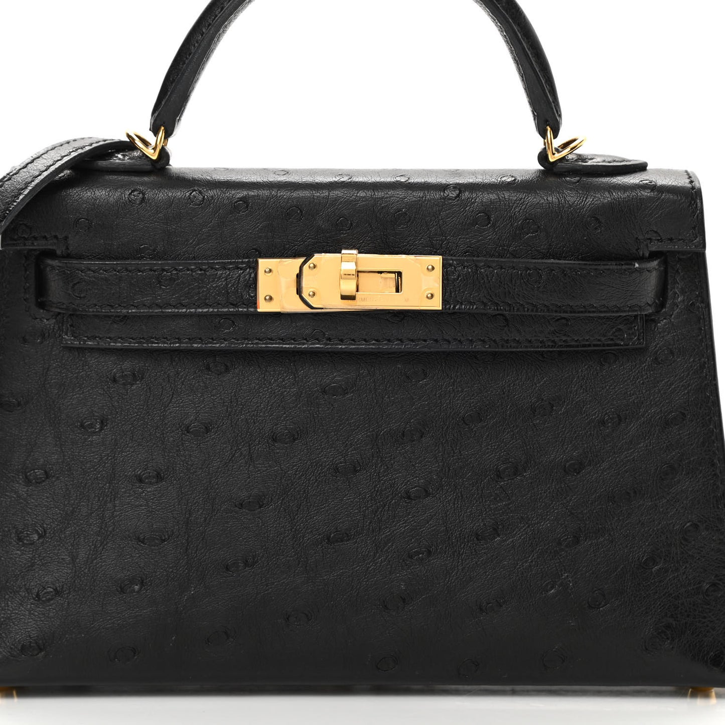 Ostrich Kelly Sellier Mini 20 Black