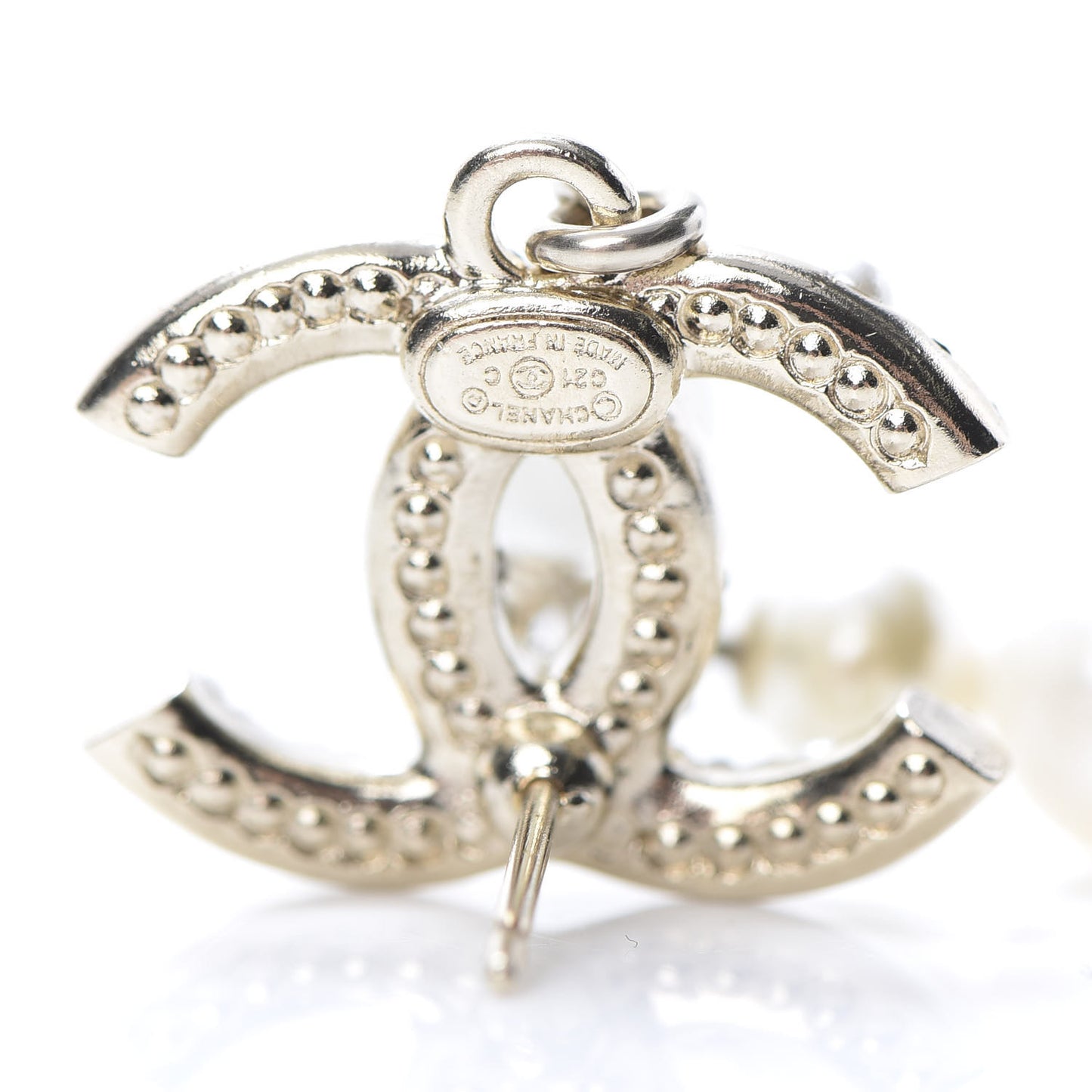 Pearl Crystal CC Drop Earrings Gold