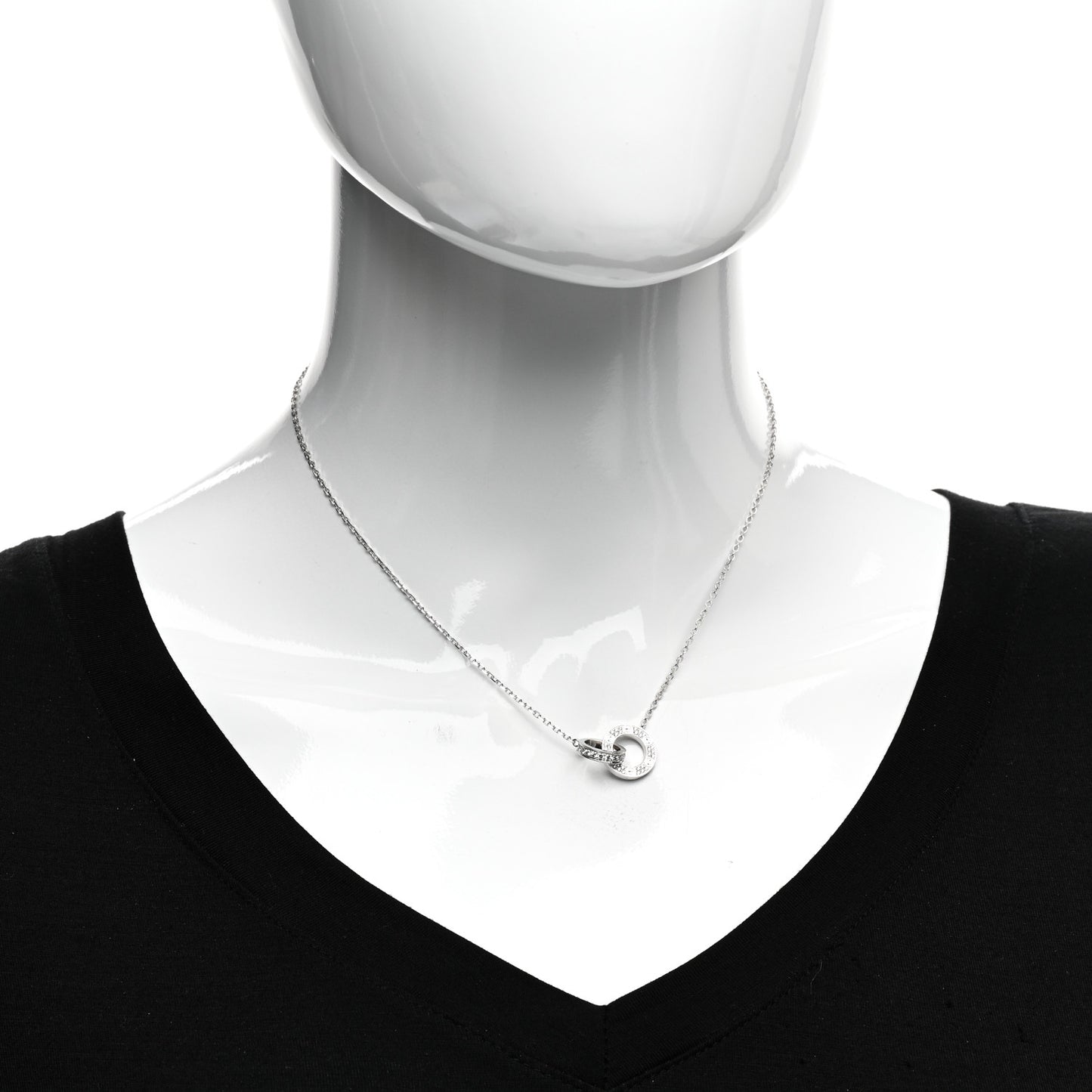 18K White Gold Diamond Interlocking LOVE Paved Necklace