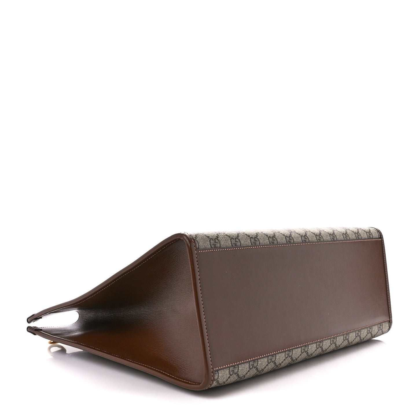 GG Supreme Monogram Azalea Calfskin Medium Retro Interlocking G Tote Bag Beige Ebony Brown Sugar