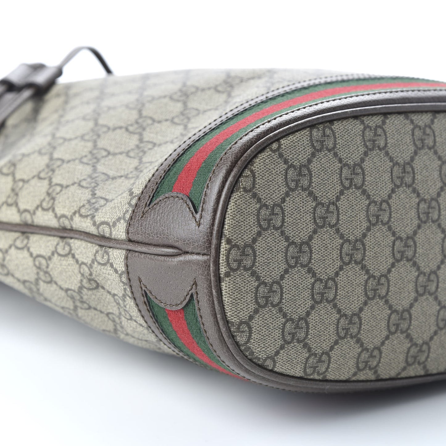 GG Supreme Monogram Web Ophidia Bucket Bag Brown