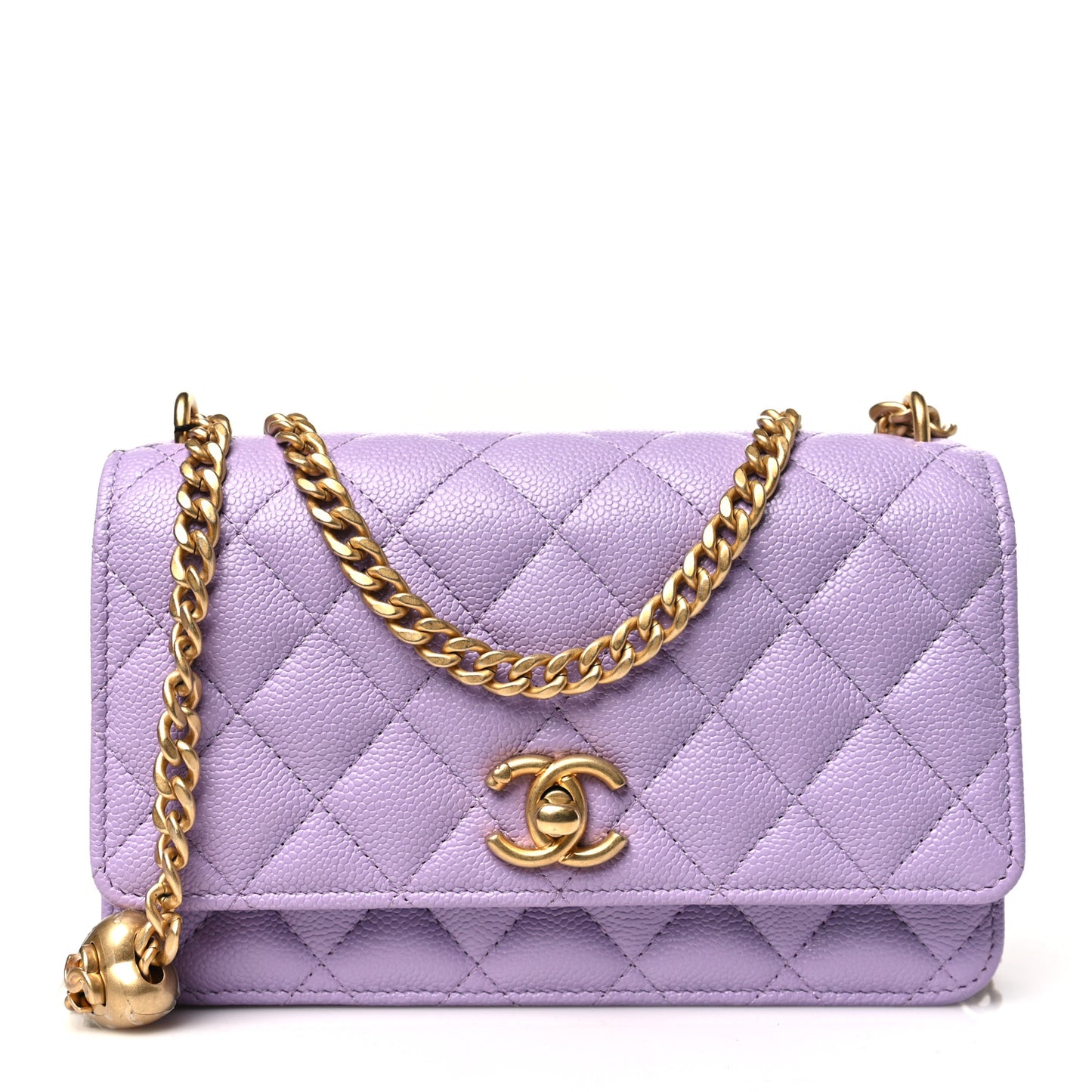 Caviar Quilted Sweetheart Wallet On Chain WOC Light Purple