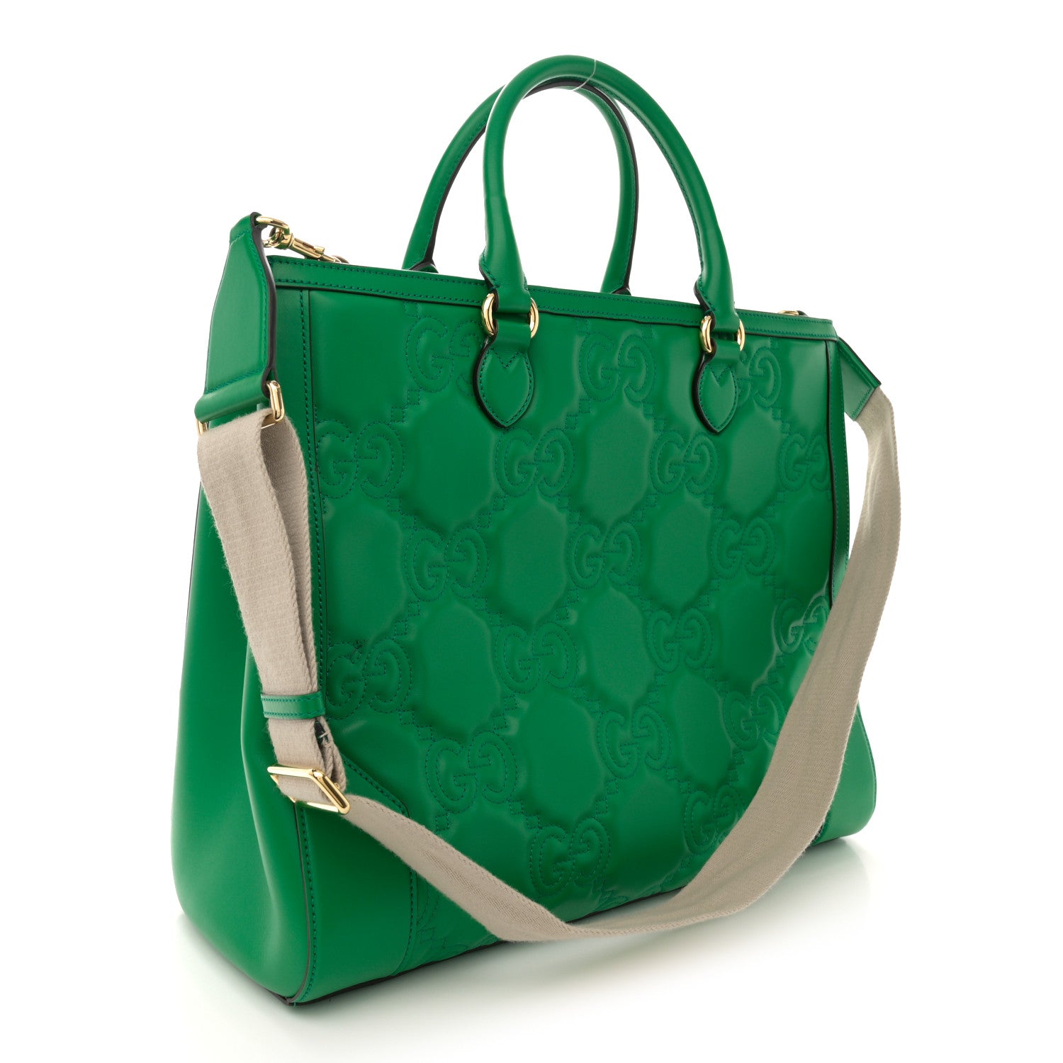 Gucci Calfskin GG Matelasse Tote Bag Bright Green 3 of 15