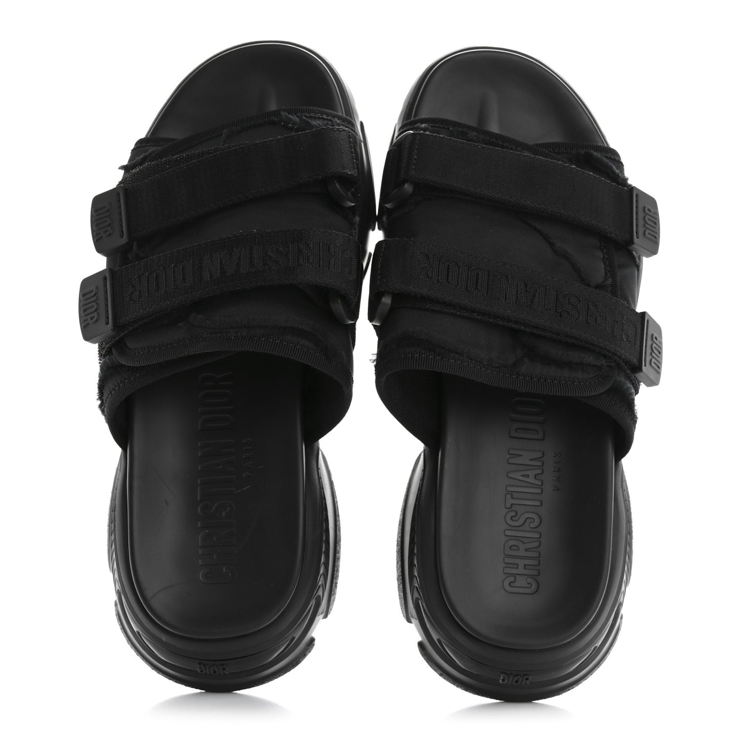 Technical Fabric Camouflage D-Wander Slide Sandals 40 Black